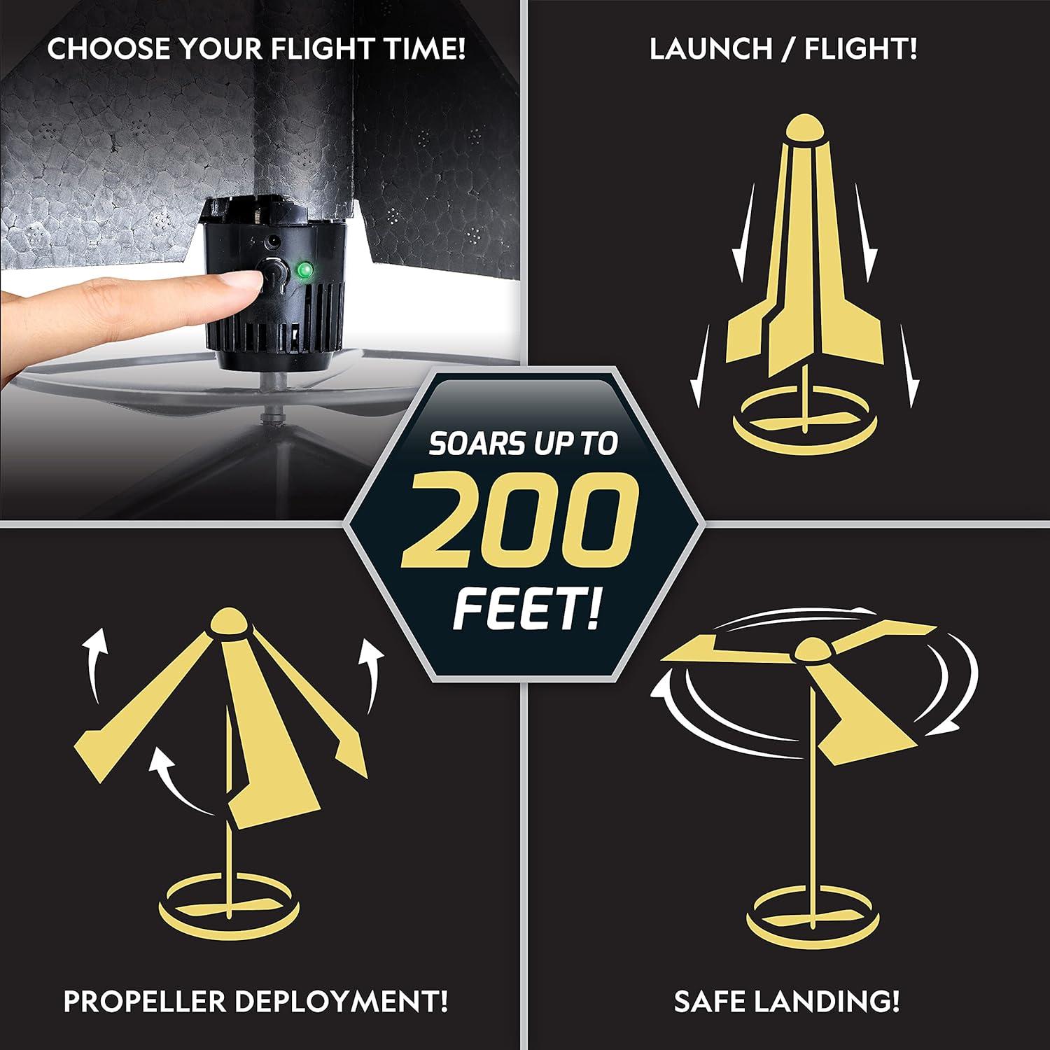 National Geographic Air Rocket Toy Refill – 5 LED Light-Up Air Rockets, Compatible with All Jump & Launch Air Powered Rocket Launchers(Motorized Power Rocket)