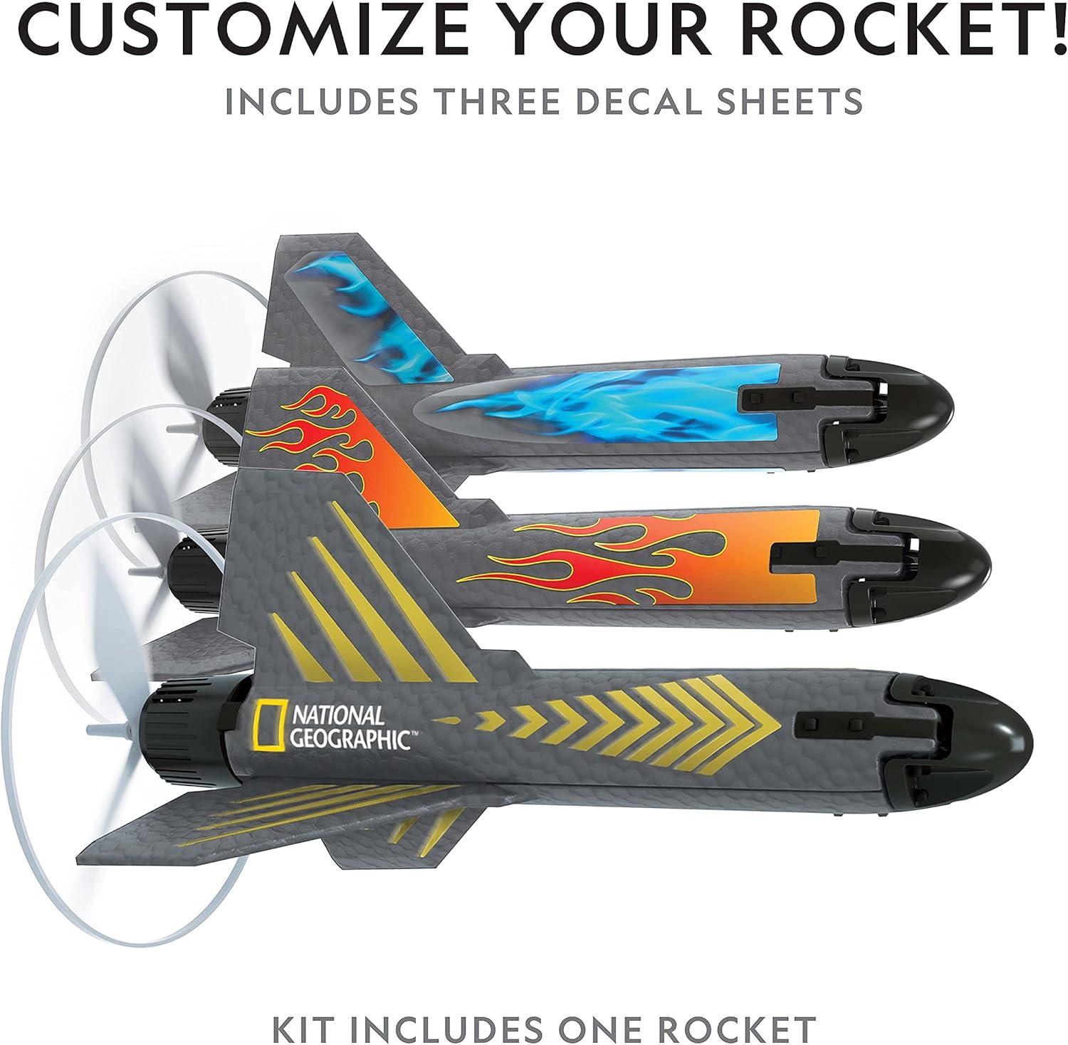 National Geographic Air Rocket Toy Refill – 5 LED Light-Up Air Rockets, Compatible with All Jump & Launch Air Powered Rocket Launchers(Motorized Power Rocket)