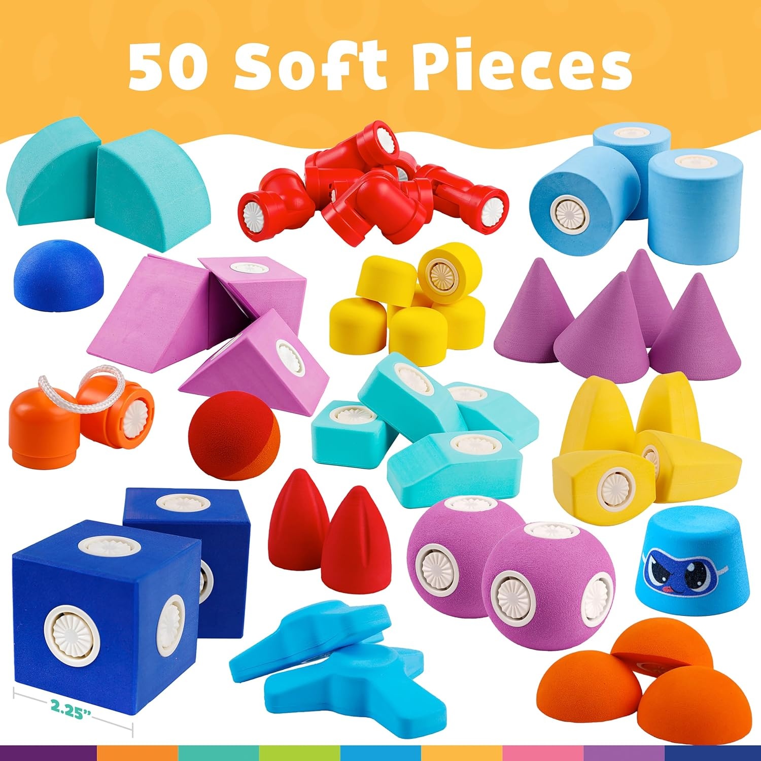 Blockaroo Magnetic Foam Building Blocks 40-Piece Set with Storage Chest(50-Piece Trunk)