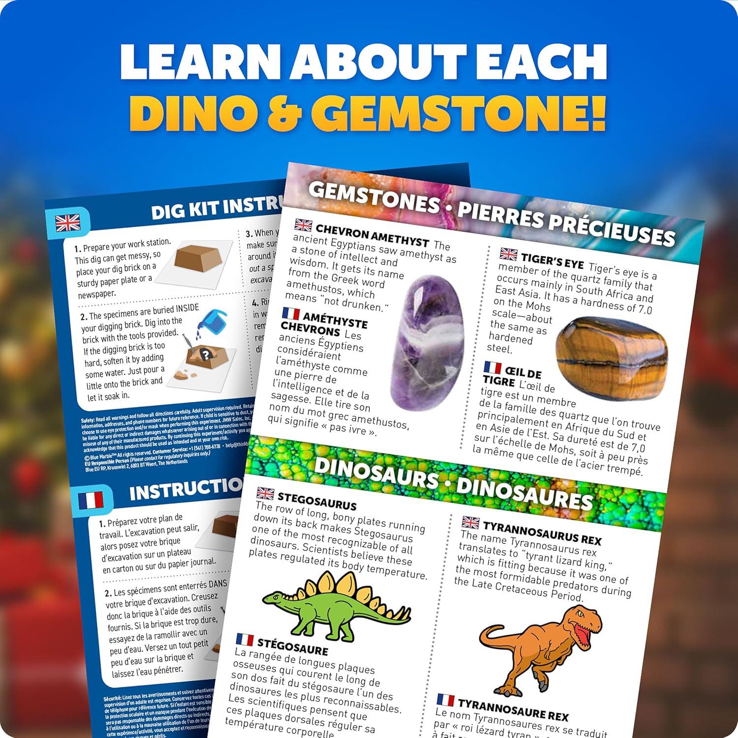 Blue Marble Science Surprise Christmas Ornament Kit for Kids- 4 Dig Kit Ornaments with Gemstone and Dinosaur Dig Bricks, Dino Digging Toys for Kids, Gem Excavation Stocking Stuffer for Boys and Girls(Dig Kit Ornaments)