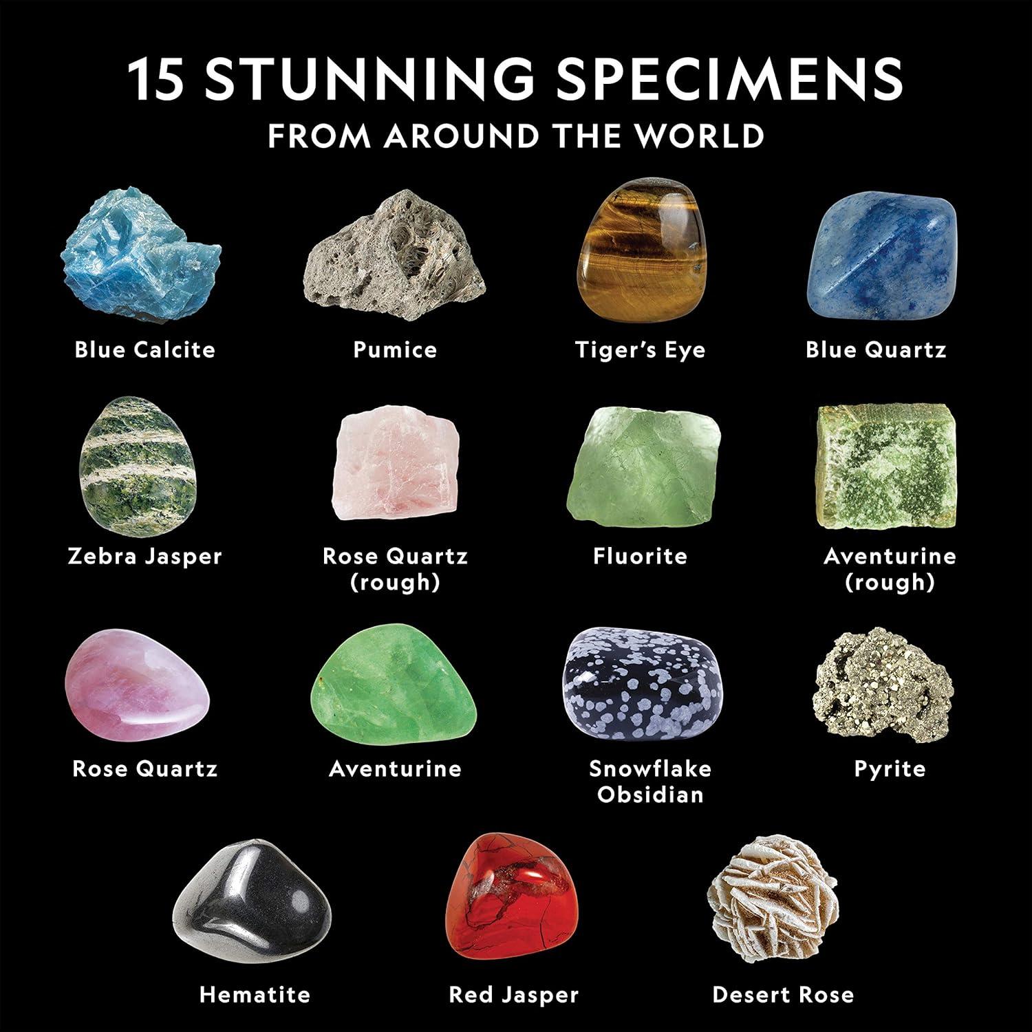National Geographic Rocks & Mineral Collection – Rock Collection Box for Kids with 15 Gemstones and Crystals, Geology for Kids, Crystal Collection, Science Kit, Rock Gift (Amazon Exclusive)