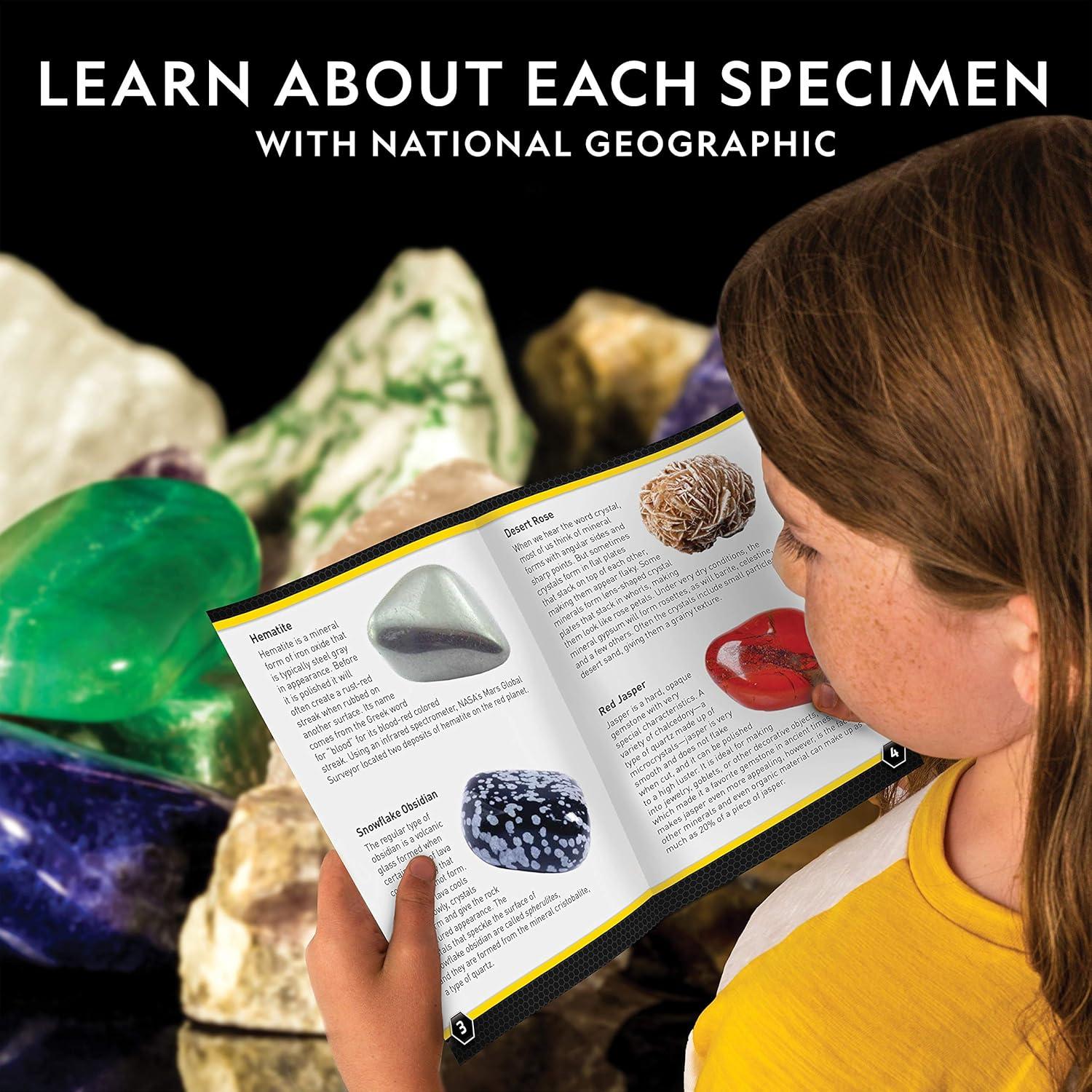 National Geographic Rocks & Mineral Collection – Rock Collection Box for Kids with 15 Gemstones and Crystals, Geology for Kids, Crystal Collection, Science Kit, Rock Gift (Amazon Exclusive)