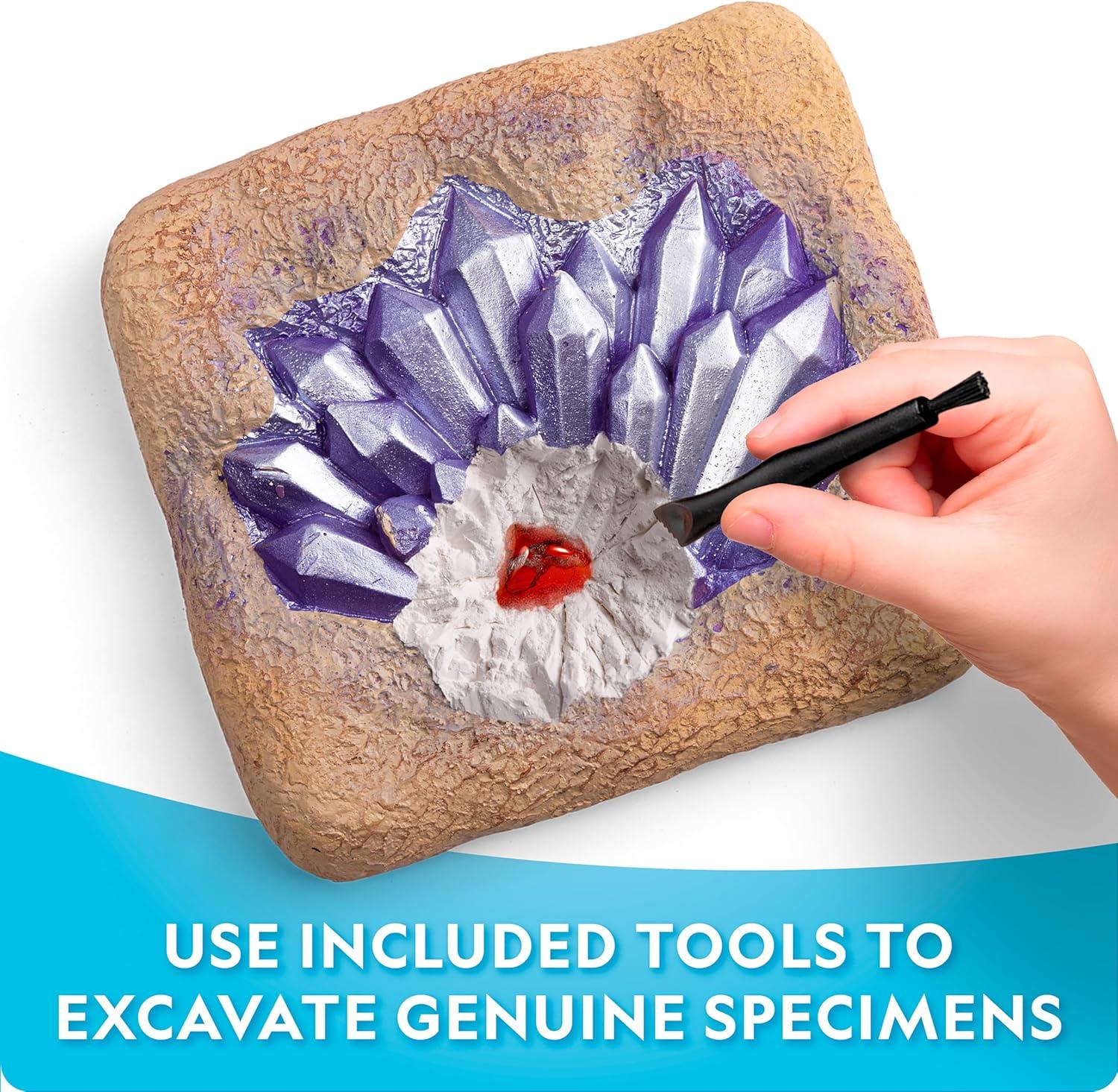 National Geographic Gigantic Gemstone Dig Kit – Excavate 100 Real Gems from a Giant Dig Brick, Gem Mining Kit for Kids, STEM Rock Collection Activity, Includes Tools & Learning Guide(15 Stunning Gems)