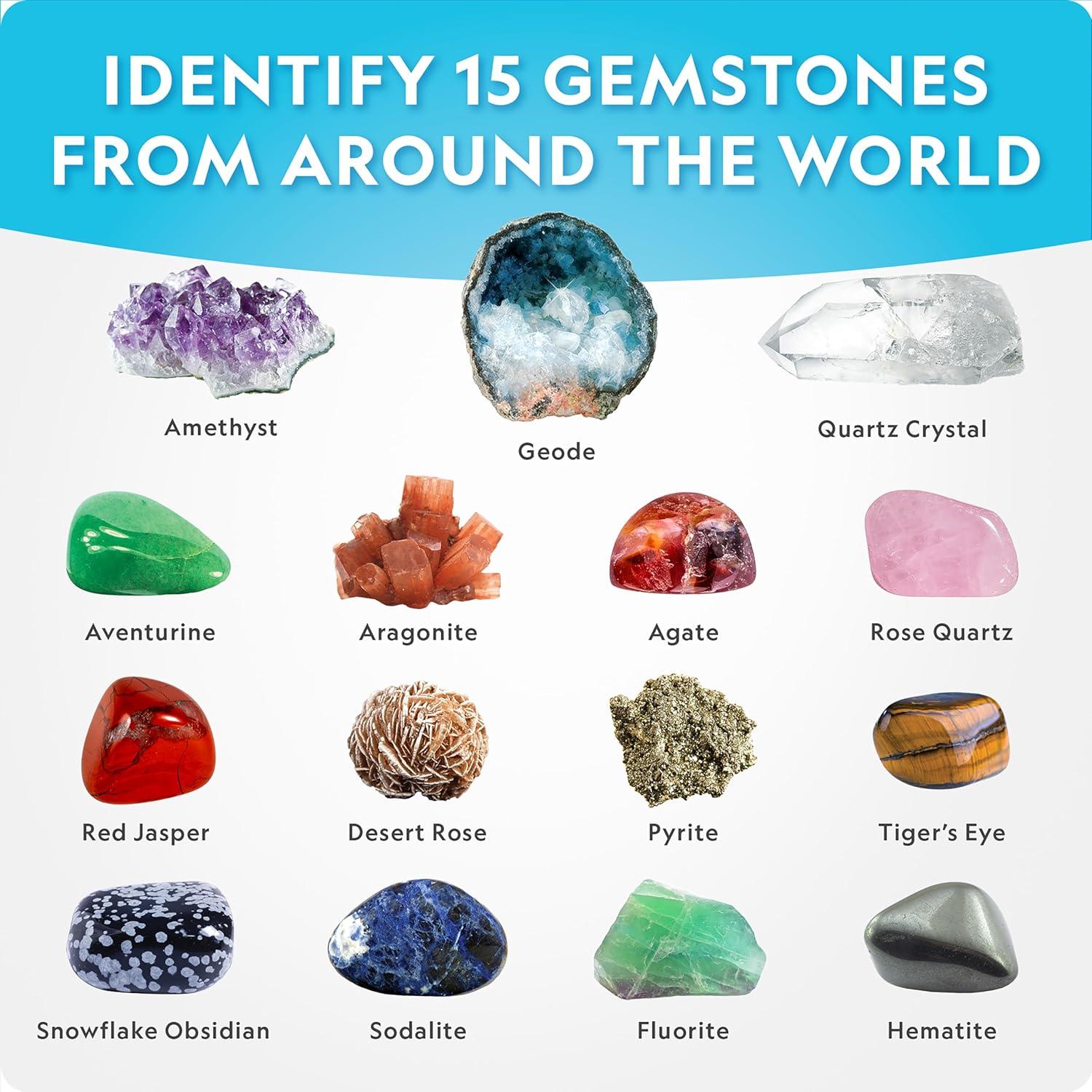 National Geographic Gigantic Gemstone Dig Kit – Excavate 100 Real Gems from a Giant Dig Brick, Gem Mining Kit for Kids, STEM Rock Collection Activity, Includes Tools & Learning Guide(15 Stunning Gems)