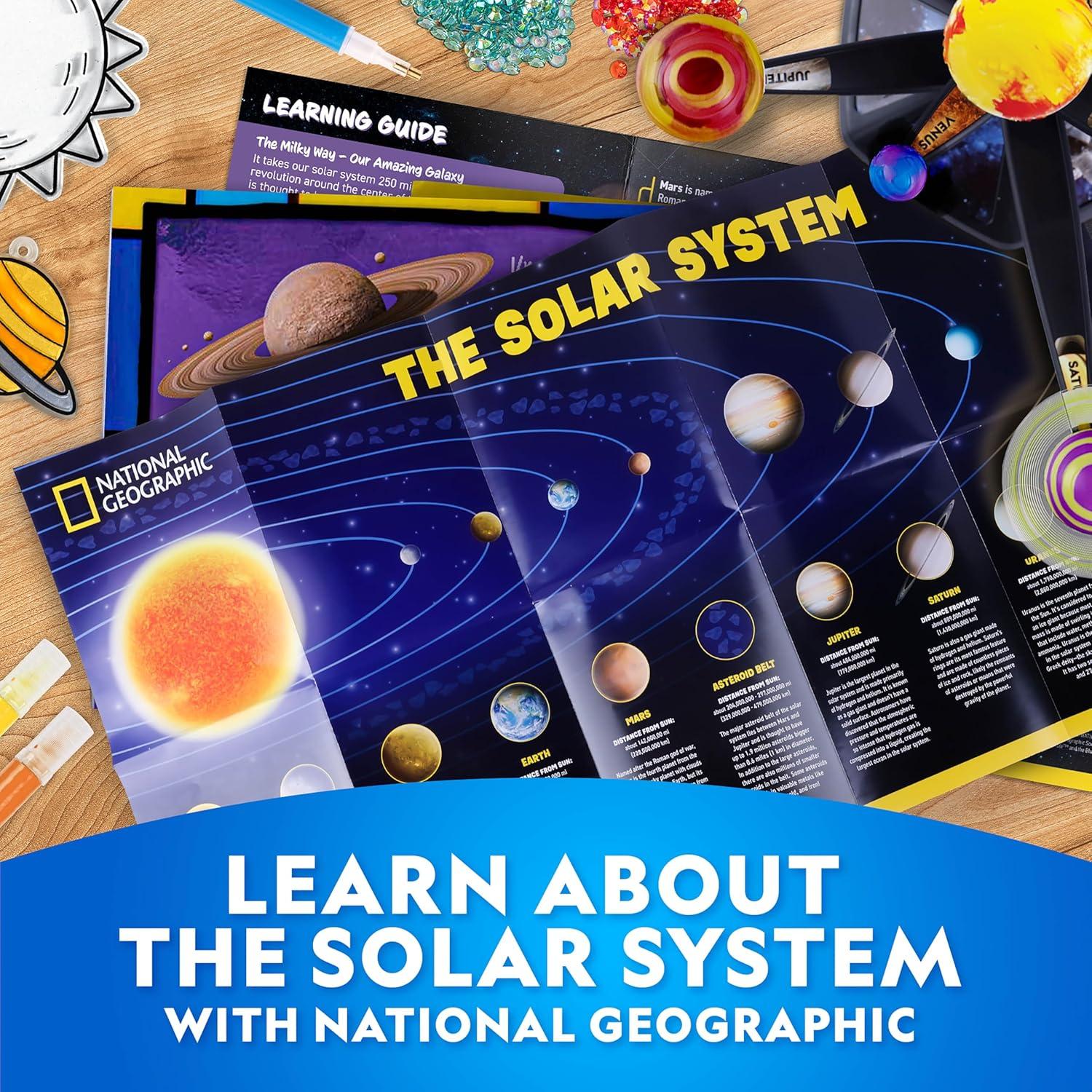 National Geographic Ultimate Space Activity Kit – Diamond Painting Solar System Night Light, Glow-in-The-Dark Solar System Model & Stained Glass Window Art, Outer Space STEAM Arts & Crafts for Kids(Ultimate Space Kit)