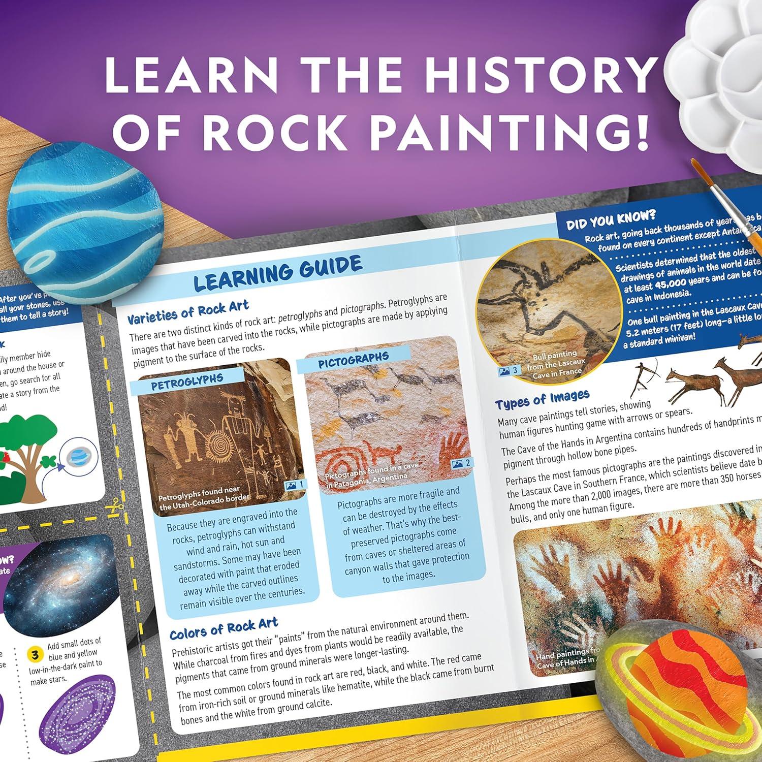 National Geographic Creepy Creatures Rock Painting Kit – Halloween Arts & Crafts Kit for Kids, Decorate 10 River Rocks with 10 Paint Colors & More Spooky Art Supplies, Halloween Gifts for Kids(Glow in the Dark)
