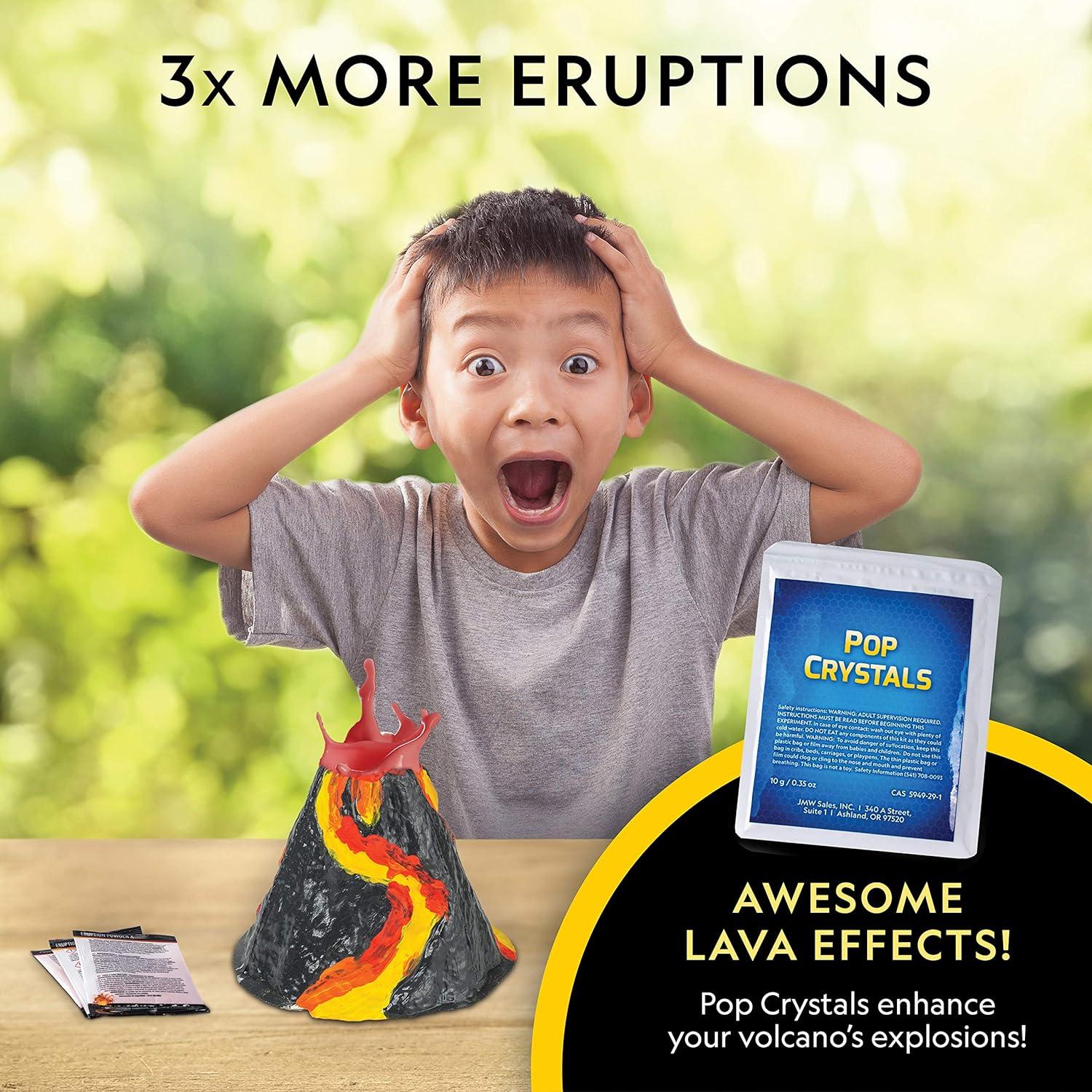 National Geographic Ultimate Volcano Kit – Erupting Volcano Science Kit for Kids, 3X More Eruptions, Pop Crystals Create Exciting Sounds, STEM Science & Educational Toys (Amazon Exclusive)(One Size)