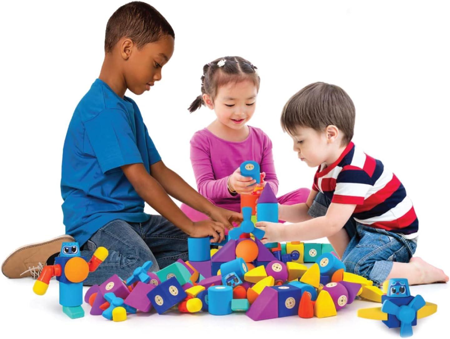 Blockaroo Magnetic Foam Building Blocks – 13-Piece Roadster, Bath Toys for Toddlers, Preschool Toys, Bathtub Toys, Sensory Toys, Blocks for Toddlers 3-5, Engineering Toys for Kids 3-5, Bath Blocks