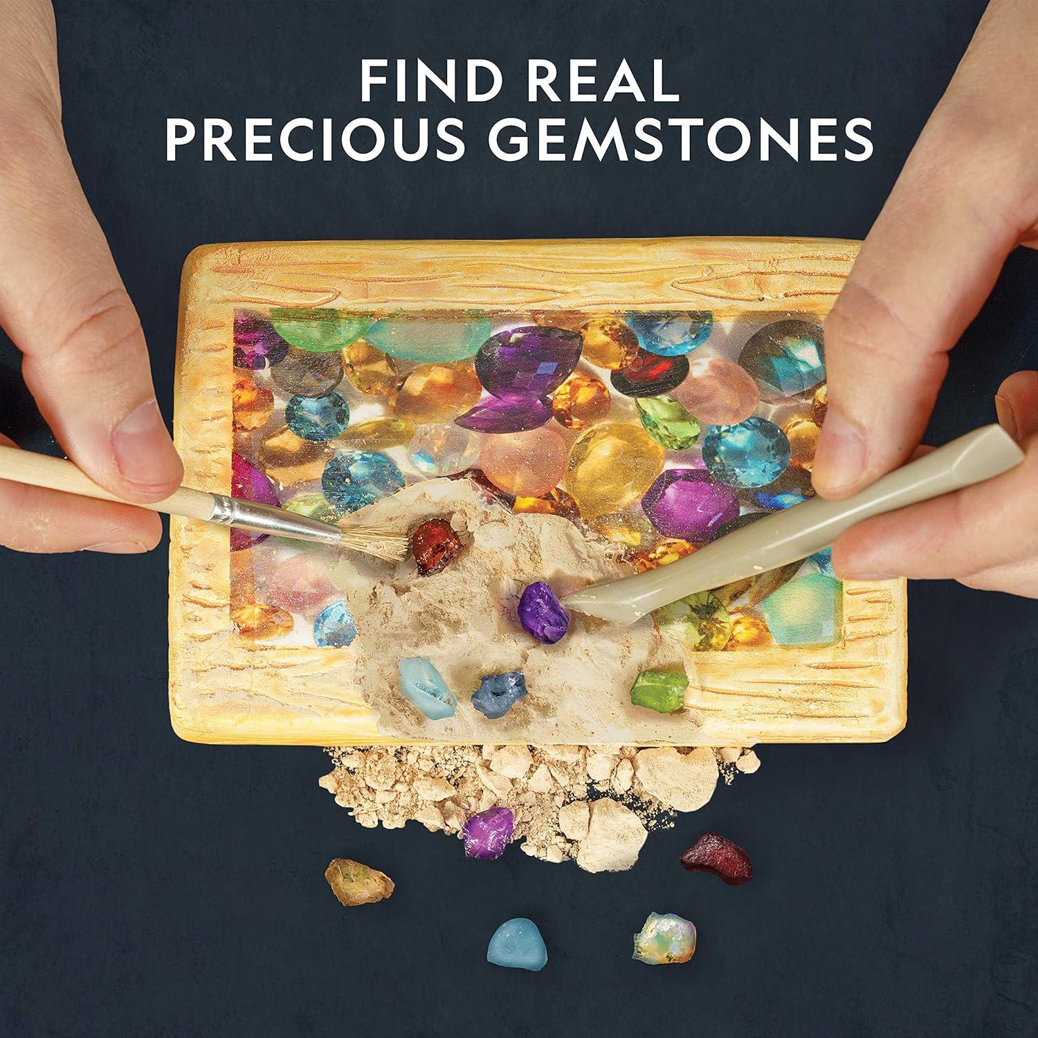 National Geographic Gigantic Gemstone Dig Kit – Excavate 100 Real Gems from a Giant Dig Brick, Gem Mining Kit for Kids, STEM Rock Collection Activity, Includes Tools & Learning Guide(15 Semi-precious Gems)