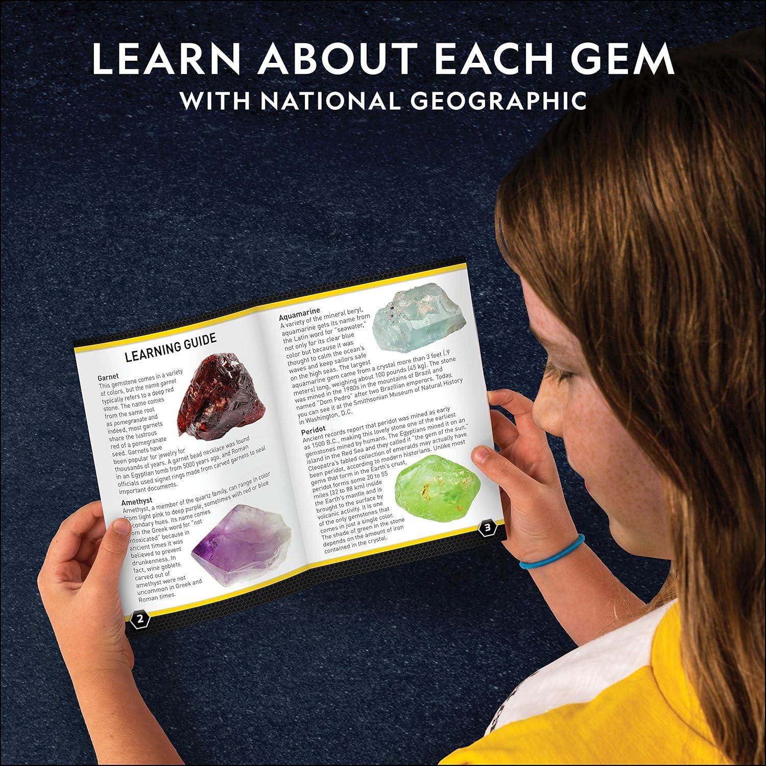 National Geographic Gigantic Gemstone Dig Kit – Excavate 100 Real Gems from a Giant Dig Brick, Gem Mining Kit for Kids, STEM Rock Collection Activity, Includes Tools & Learning Guide(15 Semi-precious Gems)