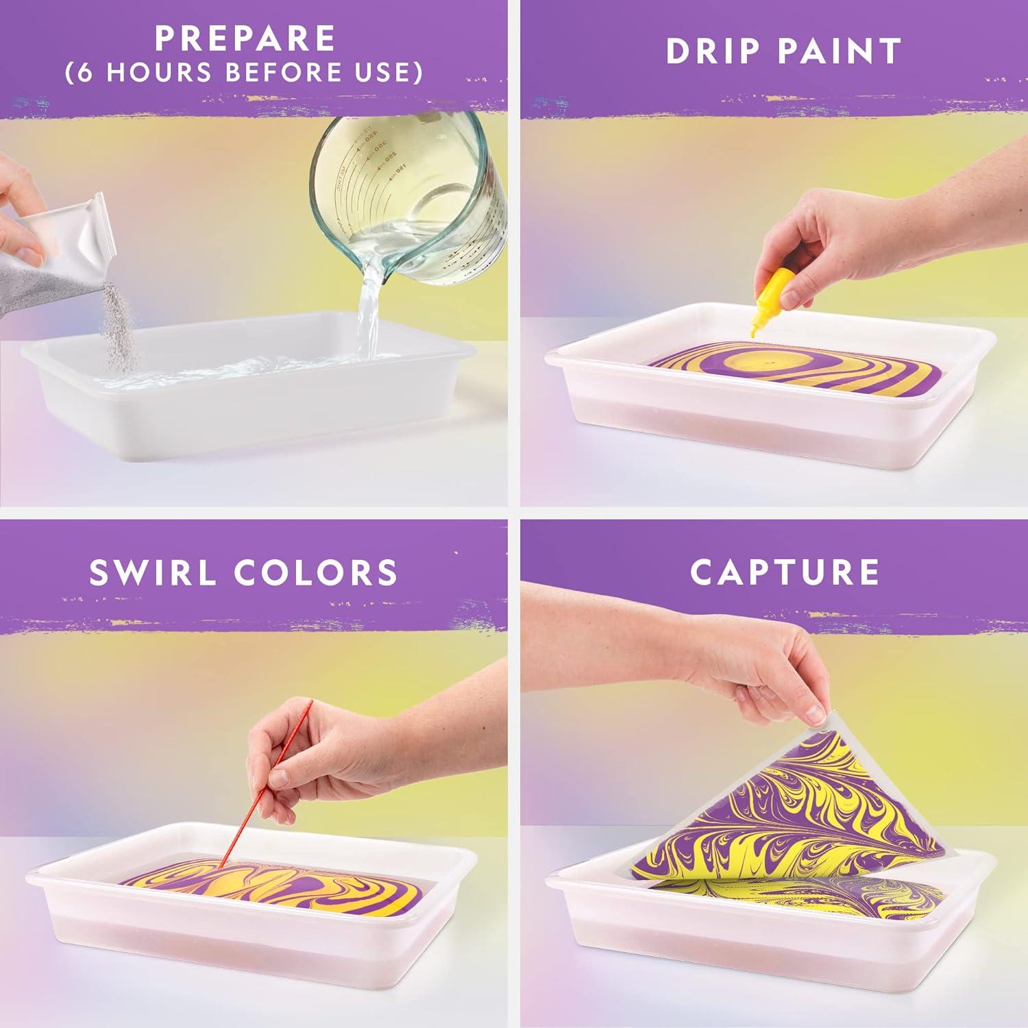 NATIONAL GEOGRAPHIC Marbling Paint Kit for Kids – Create 12 Sheets of Marble Art with Paints & Water, Painting Arts and Crafts Kit (Amazon Exclusive)(Paint Marbling Kit)
