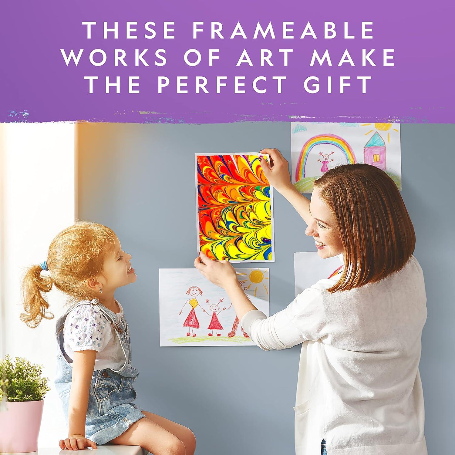 NATIONAL GEOGRAPHIC Marbling Paint Kit for Kids – Create 12 Sheets of Marble Art with Paints & Water, Painting Arts and Crafts Kit (Amazon Exclusive)(Paint Marbling Kit)