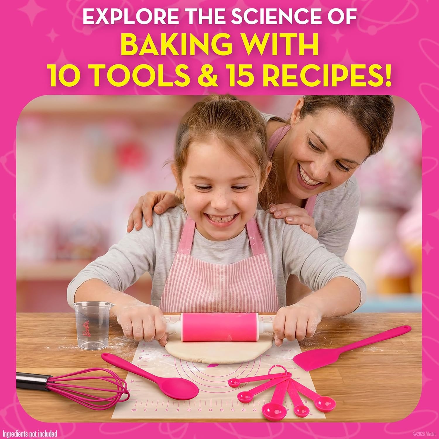 Barbie Kids Baking Set with 10 Tools and 15 Recipes for Ages 6-12