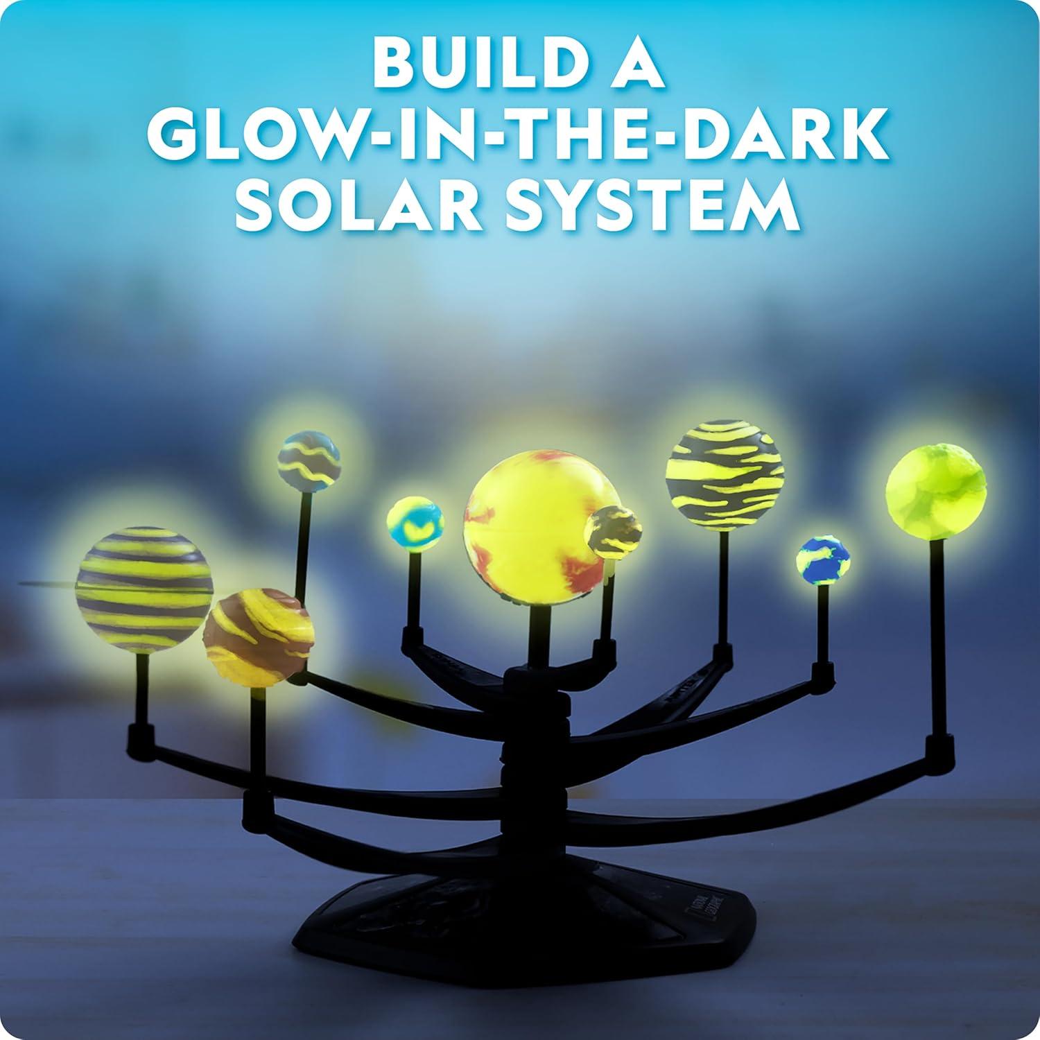 National Geographic Ultimate Space Activity Kit – Diamond Painting Solar System Night Light, Glow-in-The-Dark Solar System Model & Stained Glass Window Art, Outer Space STEAM Arts & Crafts for Kids(Solar System Model)