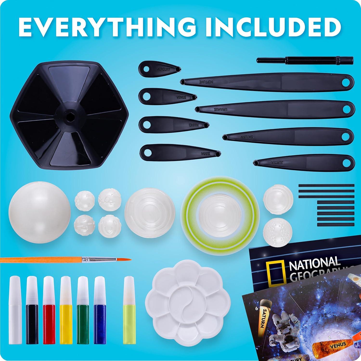 National Geographic Ultimate Space Activity Kit – Diamond Painting Solar System Night Light, Glow-in-The-Dark Solar System Model & Stained Glass Window Art, Outer Space STEAM Arts & Crafts for Kids(Solar System Model)