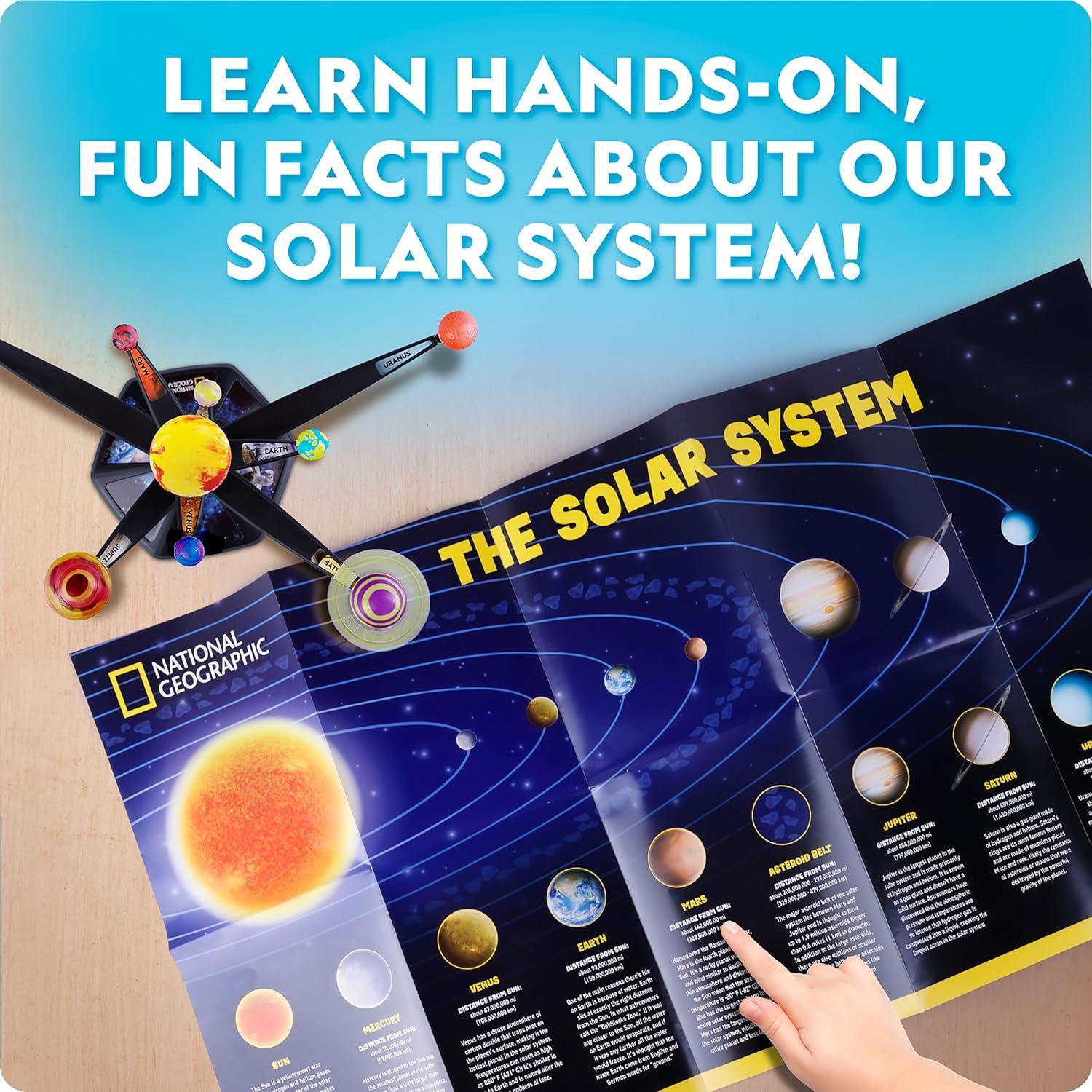 National Geographic Ultimate Space Activity Kit – Diamond Painting Solar System Night Light, Glow-in-The-Dark Solar System Model & Stained Glass Window Art, Outer Space STEAM Arts & Crafts for Kids(Solar System Model)