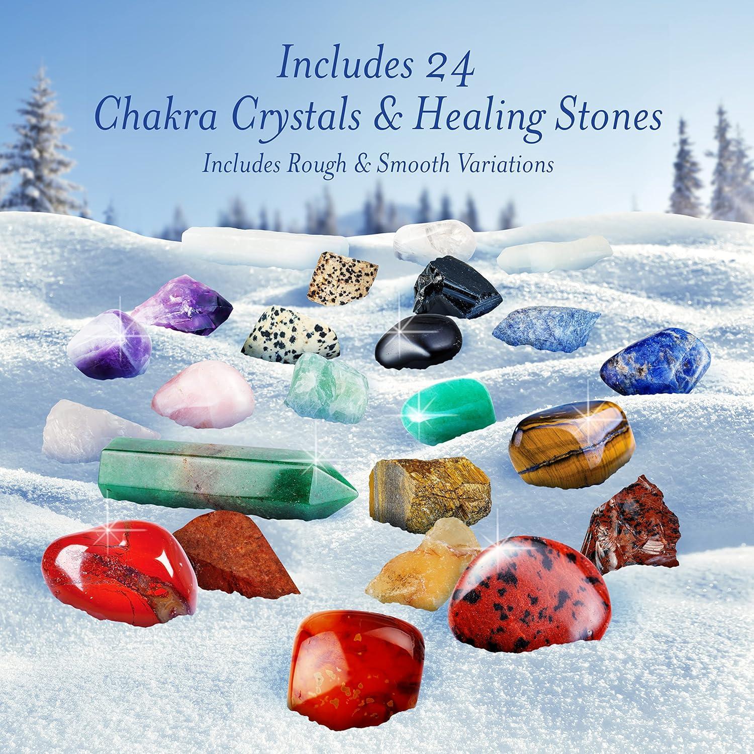 Elementao 2026 Crystals & Healing Stones Advent Calendar – Christmas Countdown with 24 Chakra Stones and Healing Crystals, Advent Calendars for Adults and Teens, Gifts for Women, Crystal Décor