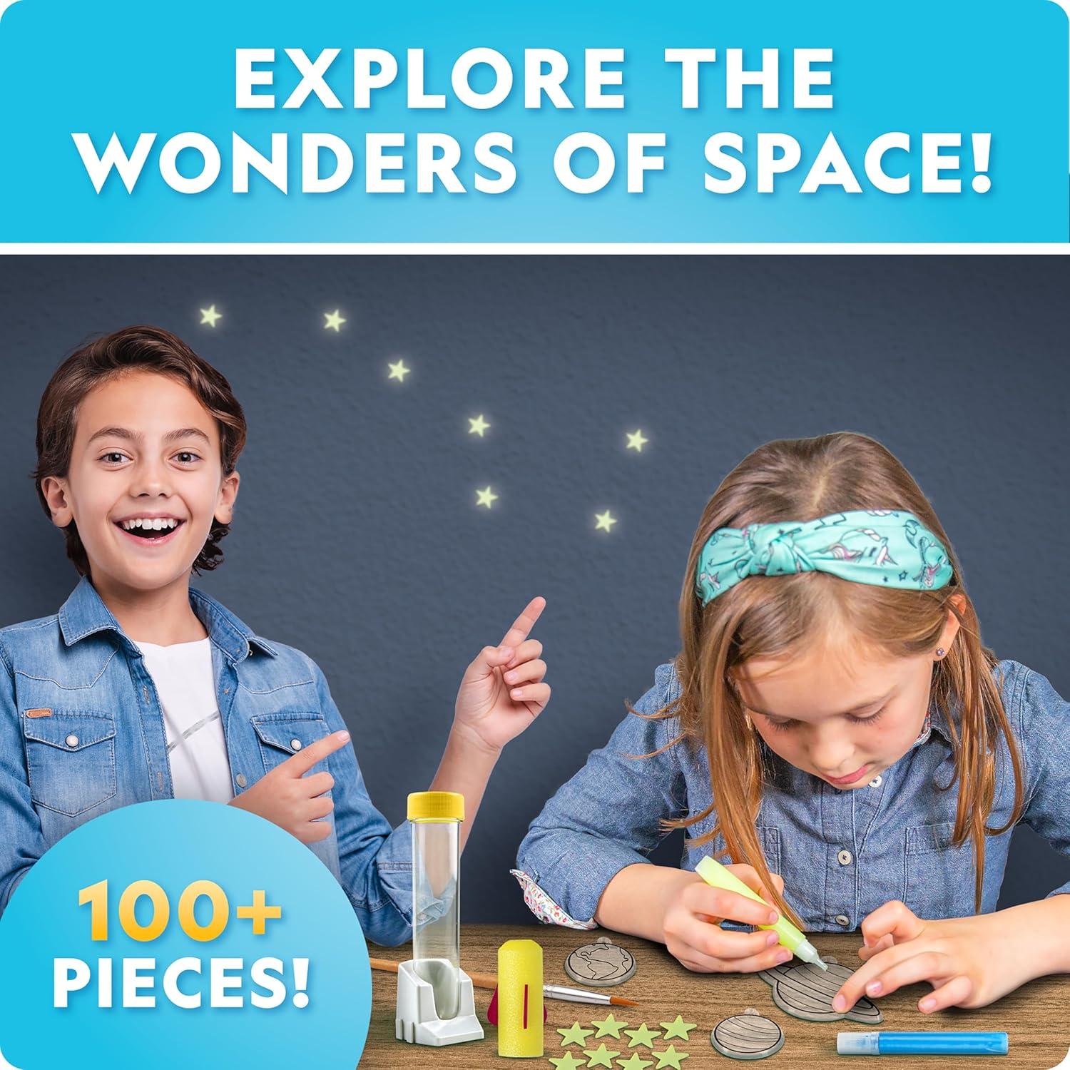 National Geographic Mega Space Activity Kit – Glow in The Dark Science Craft Kit for Kids with 100+ Pieces, Launch a Rocket, Create Glowing Constellations, Paint a Solar System & More(Space Science)