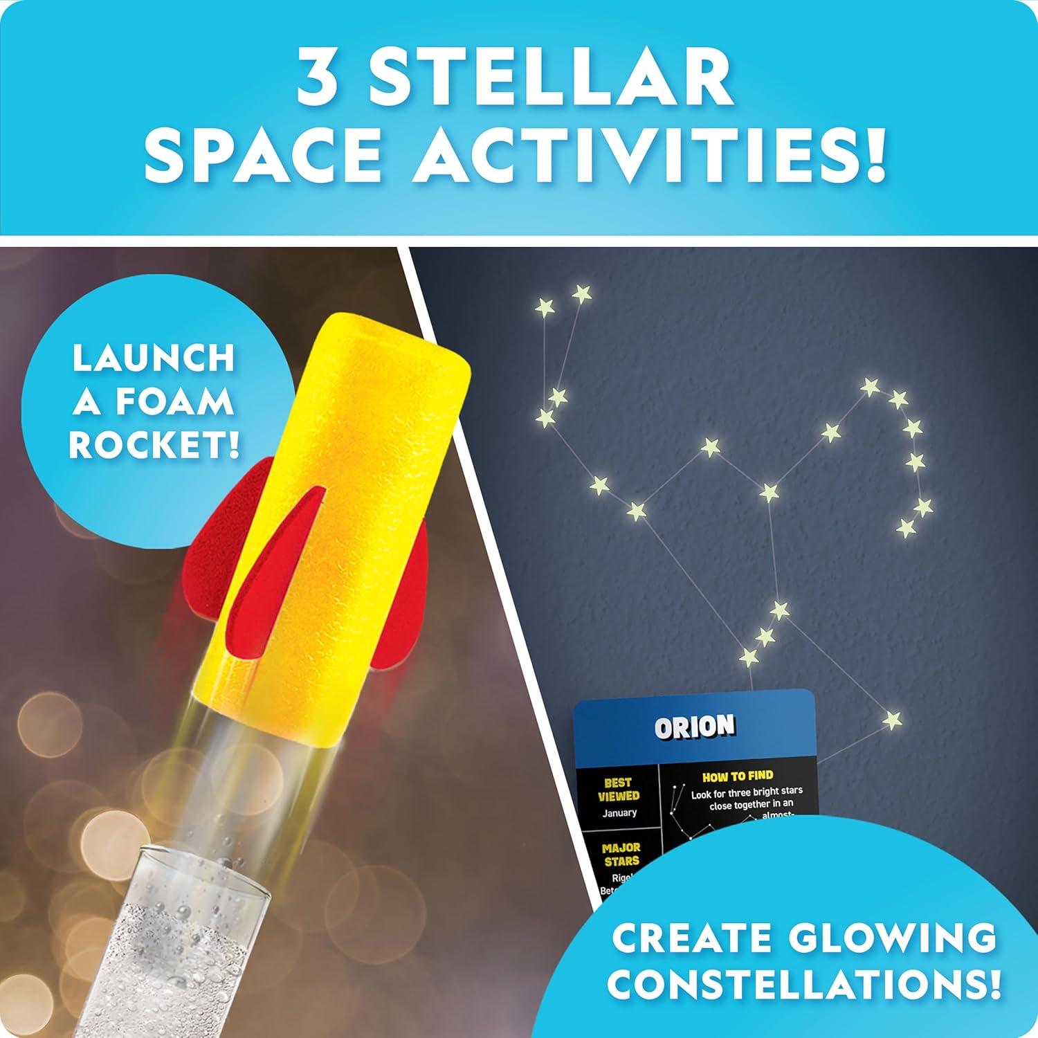 National Geographic Mega Space Activity Kit – Glow in The Dark Science Craft Kit for Kids with 100+ Pieces, Launch a Rocket, Create Glowing Constellations, Paint a Solar System & More(Space Science)