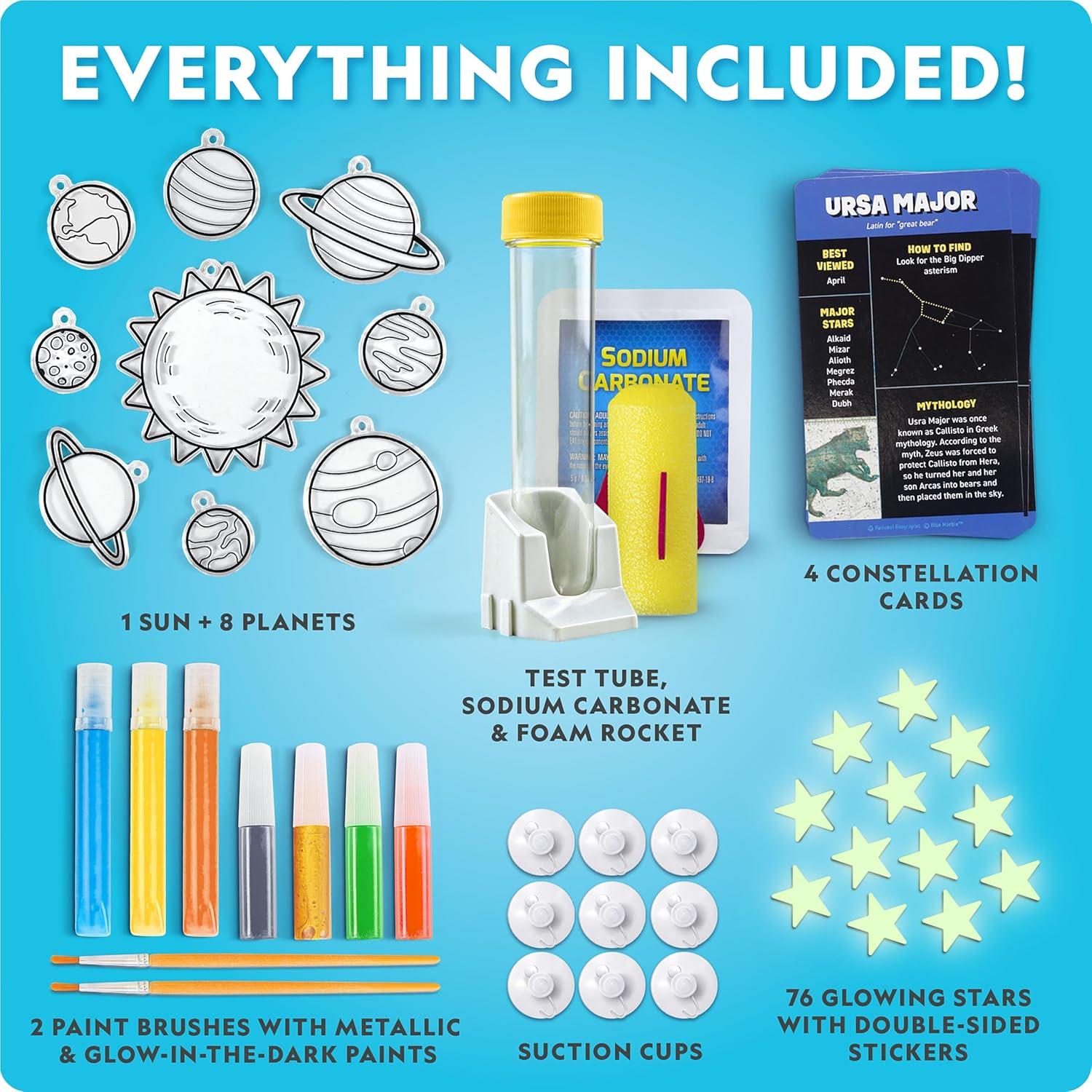 National Geographic Mega Space Activity Kit – Glow in The Dark Science Craft Kit for Kids with 100+ Pieces, Launch a Rocket, Create Glowing Constellations, Paint a Solar System & More(Space Science)