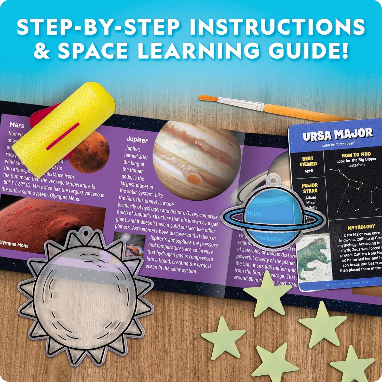 National Geographic Mega Space Activity Kit – Glow in The Dark Science Craft Kit for Kids with 100+ Pieces, Launch a Rocket, Create Glowing Constellations, Paint a Solar System & More(Space Science)