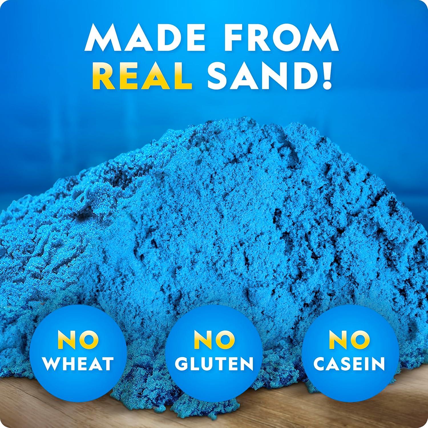 National Geographic Moon Sand – 24 Lb. Bulk Play Sand Kit with 6 Castle Molds (Blue) – A Fun No Mess Sensory Activity, Kids Fake Sand Play Set, Sensory Bin Filler(24 LB Blue)