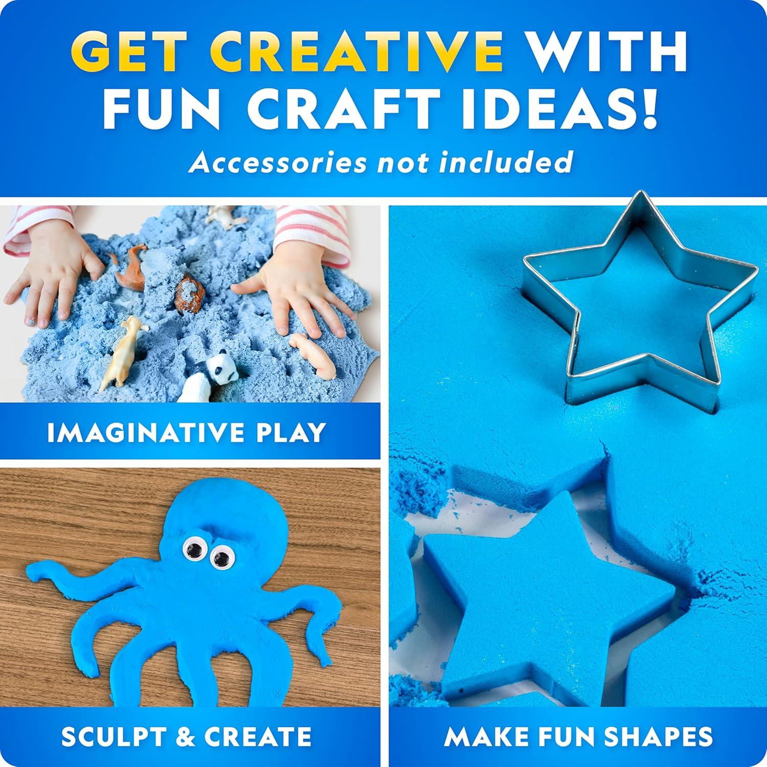 National Geographic Moon Sand – 24 Lb. Bulk Play Sand Kit with 6 Castle Molds (Blue) – A Fun No Mess Sensory Activity, Kids Fake Sand Play Set, Sensory Bin Filler(24 LB Blue)