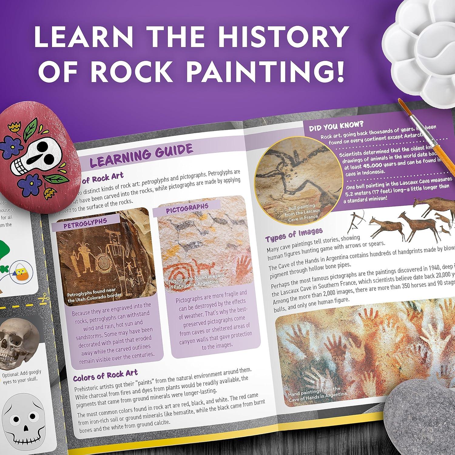 National Geographic Creepy Creatures Rock Painting Kit – Halloween Arts & Crafts Kit for Kids, Decorate 10 River Rocks with 10 Paint Colors & More Spooky Art Supplies, Halloween Gifts for Kids(Creepy Creatures)