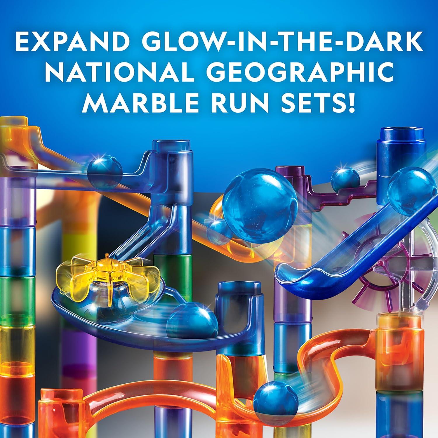 National Geographic Marble Run with Motorized Elevator – 95-Piece Marble Maze Kit with Motorized Spiral Lift, 20 Marbles, Perpetual Motion Machine, STEM Gifts for Boys and Girls, Kids Physics Toys(150-Piece Marble Maze Kit)