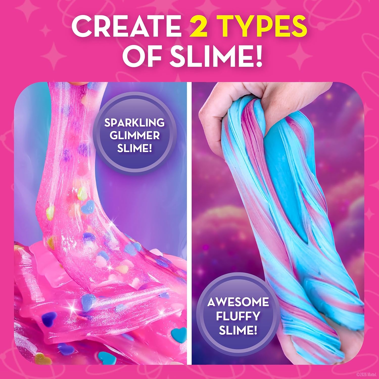 Barbie Slime Kit for Girls Ages 4-12, Make Fluffy and Shimmery Slimes