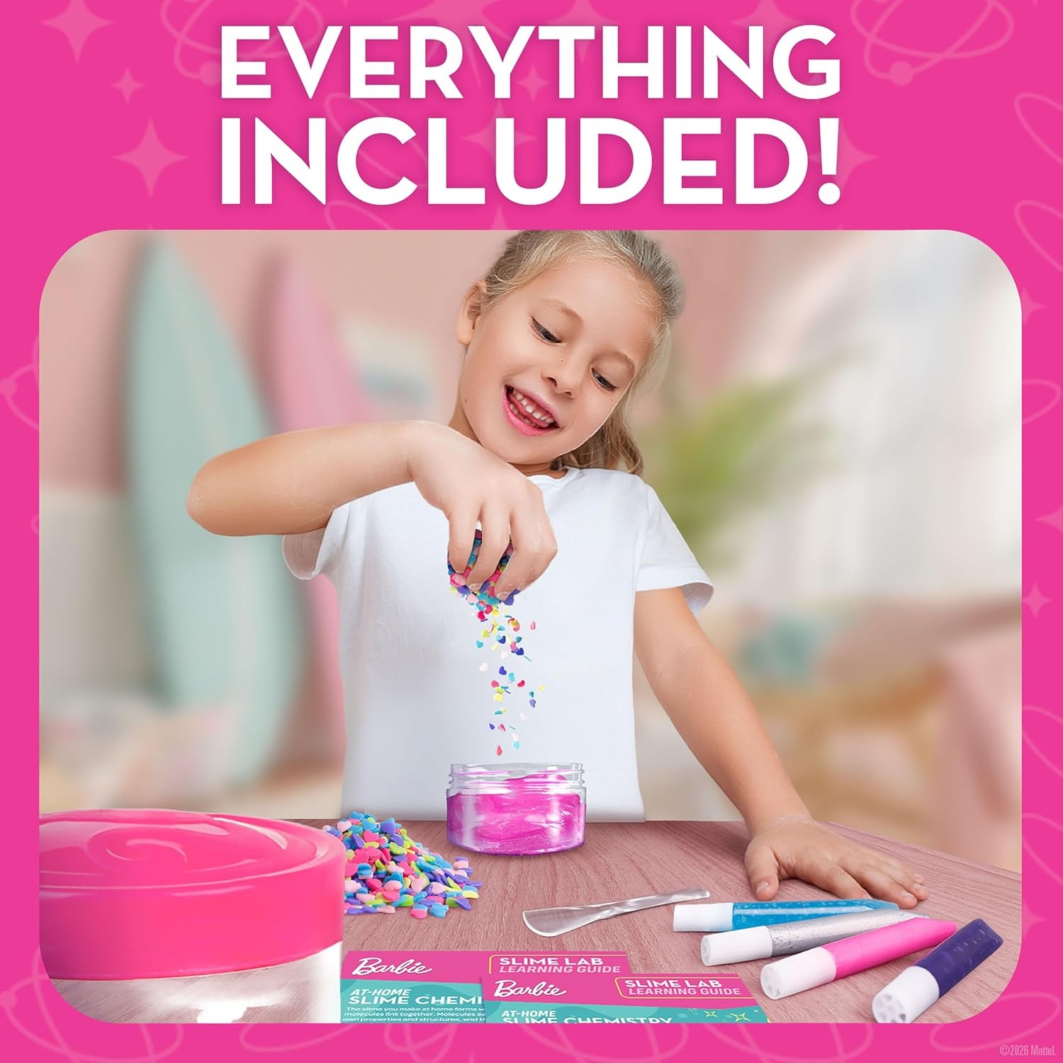 Barbie Slime Kit for Girls Ages 4-12, Make Fluffy and Shimmery Slimes