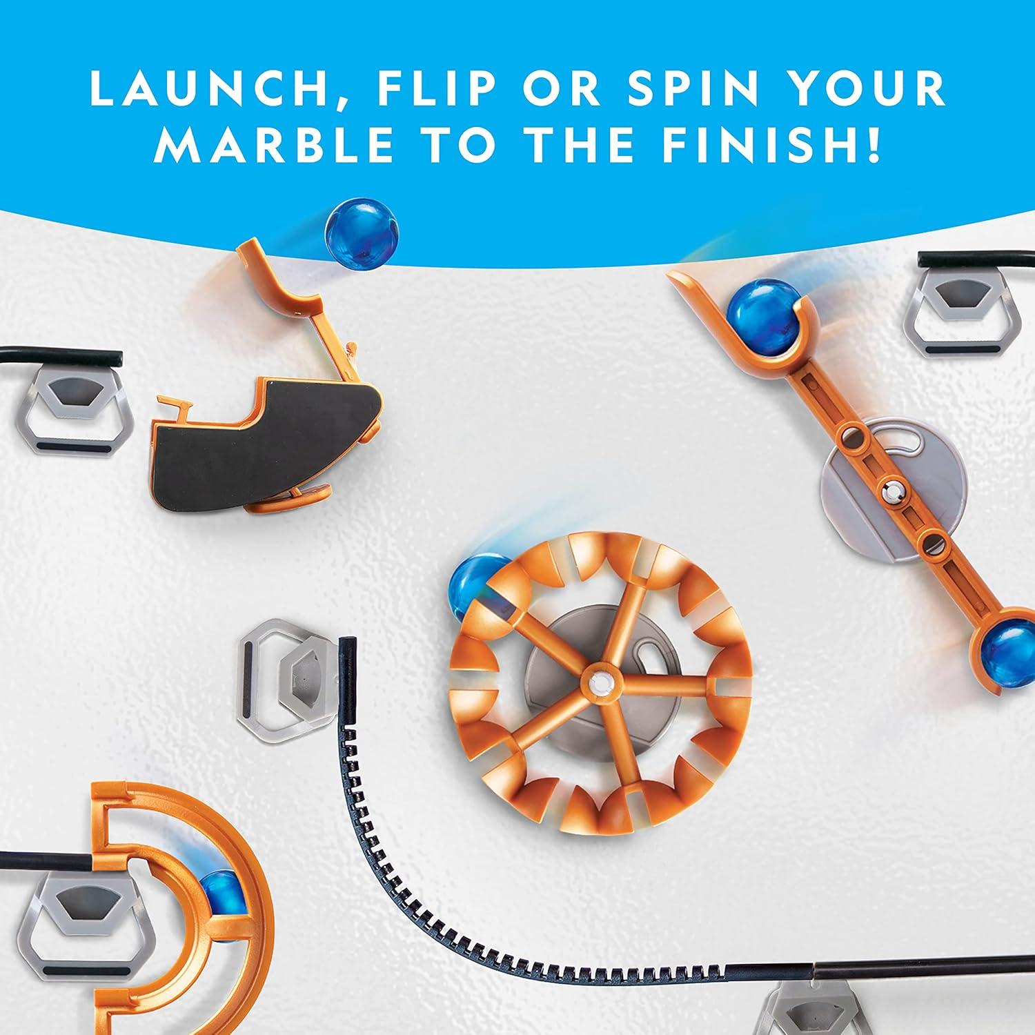 National Geographic Magnetic Marble Run – 75-Piece STEM Building Set for Kids & Adults with Magnetic Track & Trick Pieces & Marbles for Building A Marble Maze, STEM Project(75-Piece Set)