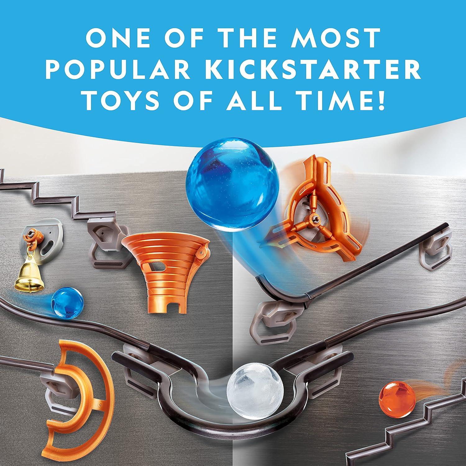 National Geographic Magnetic Marble Run – 75-Piece STEM Building Set for Kids & Adults with Magnetic Track & Trick Pieces & Marbles for Building A Marble Maze, STEM Project(75-Piece Set)