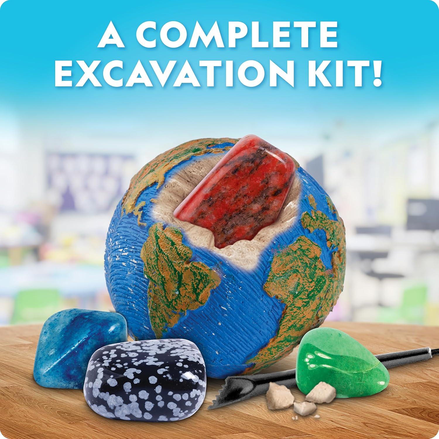 National Geographic Ultimate Space Gemstone Dig Kit – 8 Planet-Shaped Bricks with 16 Real Rock & Gemstone Specimens, Gems for Kids, Excavation Digging Activity, Gem Mining Kit(24 Individual Dig Bricks)