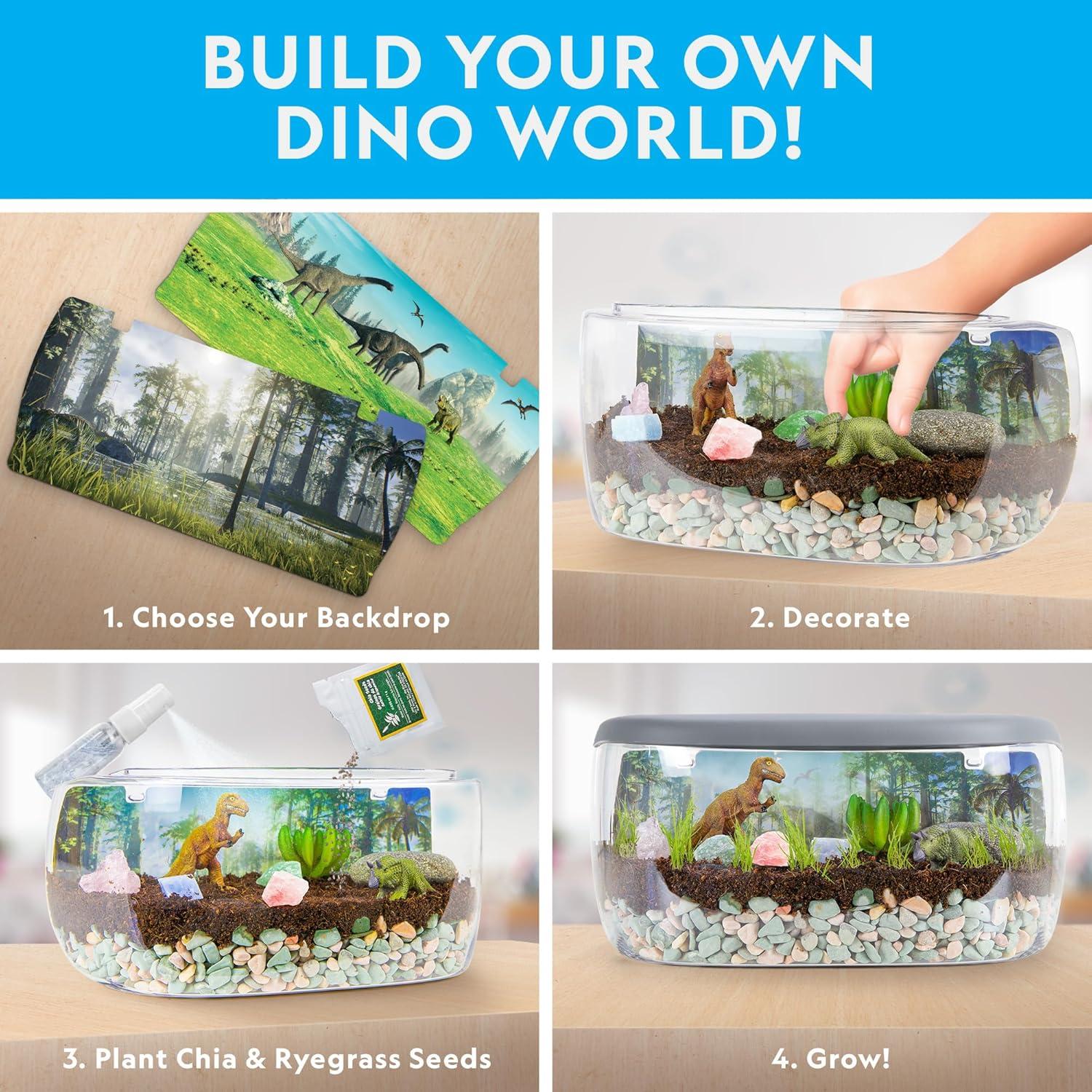 National Geographic Light Up Terrarium Kit for Kids – Build a Dinosaur Habitat with Real Plants & Gemstones, Science Kit, Dinosaur Toys for Kids (Amazon Exclusive)(Dino Habitat)