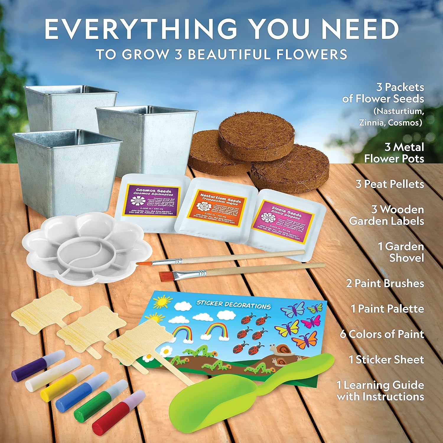 National Geographic Herb Growing Kit – Decorate 3 Pots with Paint and Stickers, Kids Gardening Set, Arts and Crafts for Kids Ages 8-12, Garden Kit, Outdoor Toys