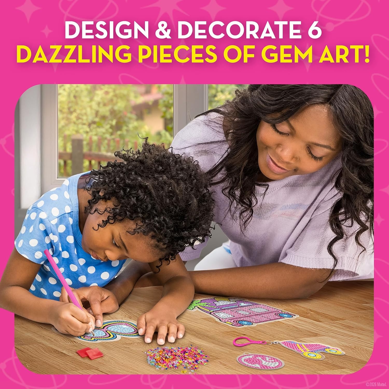 Barbie Gem Art Suncatcher and Keychain Craft Kit with 2200+ Gems