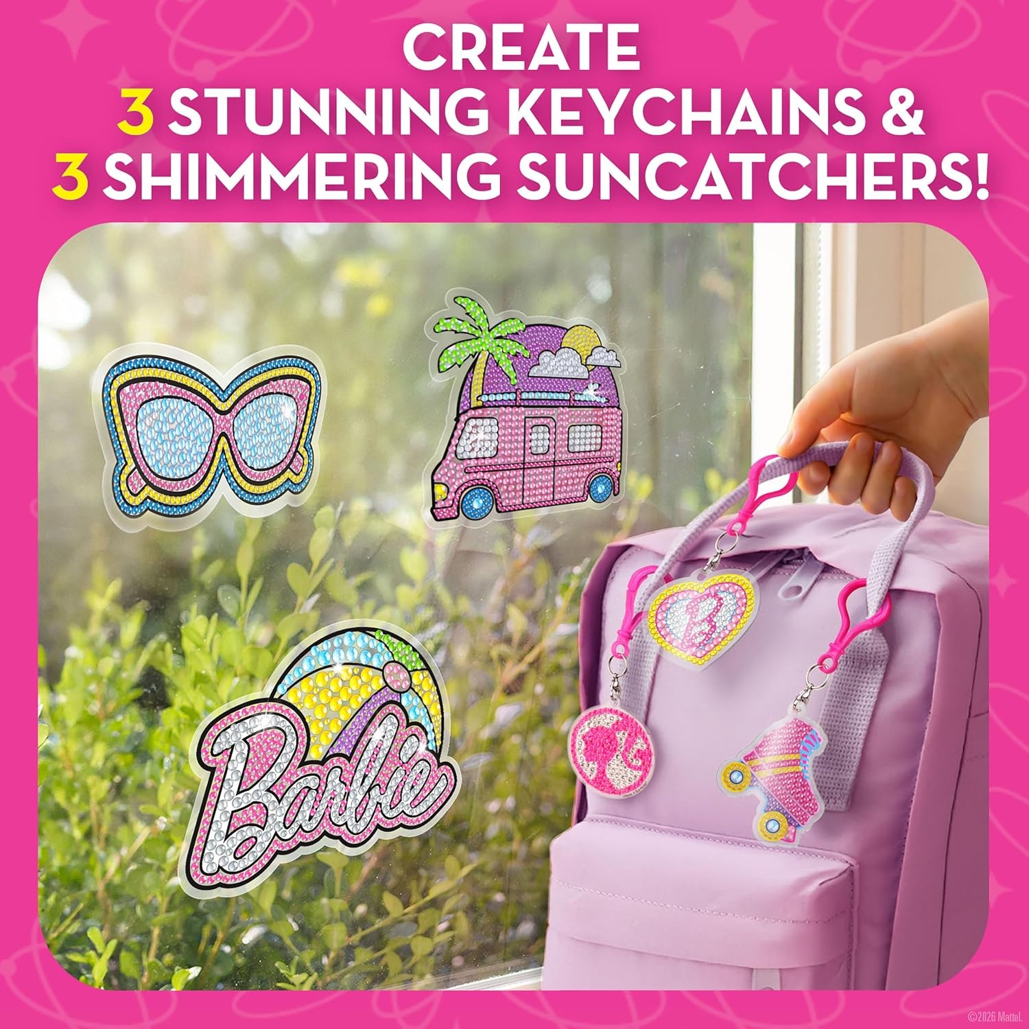 Barbie Gem Art Suncatcher and Keychain Craft Kit with 2200+ Gems