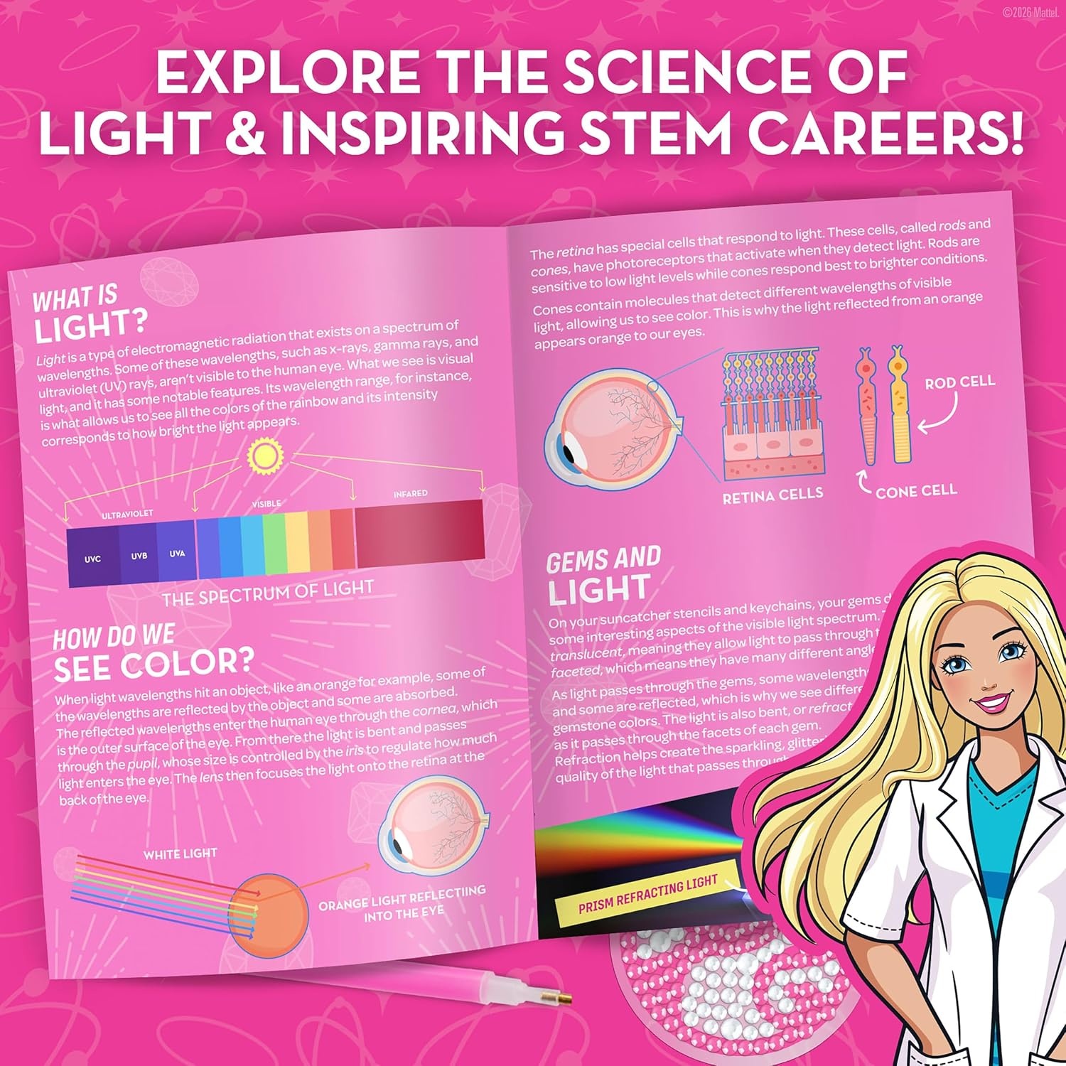 Barbie Gem Art Suncatcher and Keychain Craft Kit with 2200+ Gems