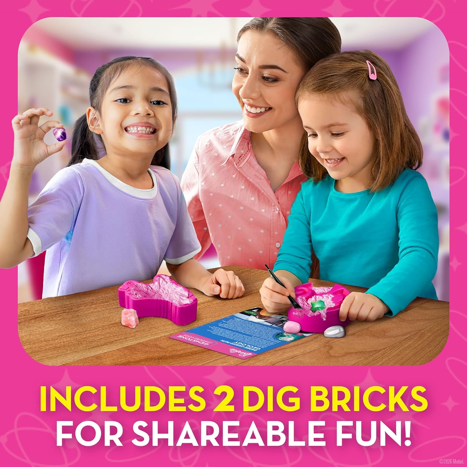 Barbie Gemstone Dig Kit with 10 Real Gems and Crystals for Kids Ages 4+