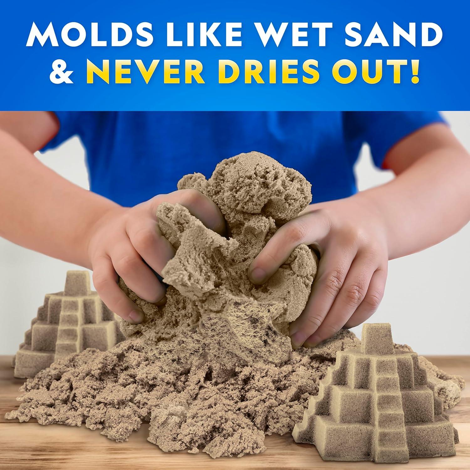 National Geographic Moon Sand – 24 Lb. Bulk Play Sand Kit with 6 Castle Molds (Blue) – A Fun No Mess Sensory Activity, Kids Fake Sand Play Set, Sensory Bin Filler(24 LB Natural)