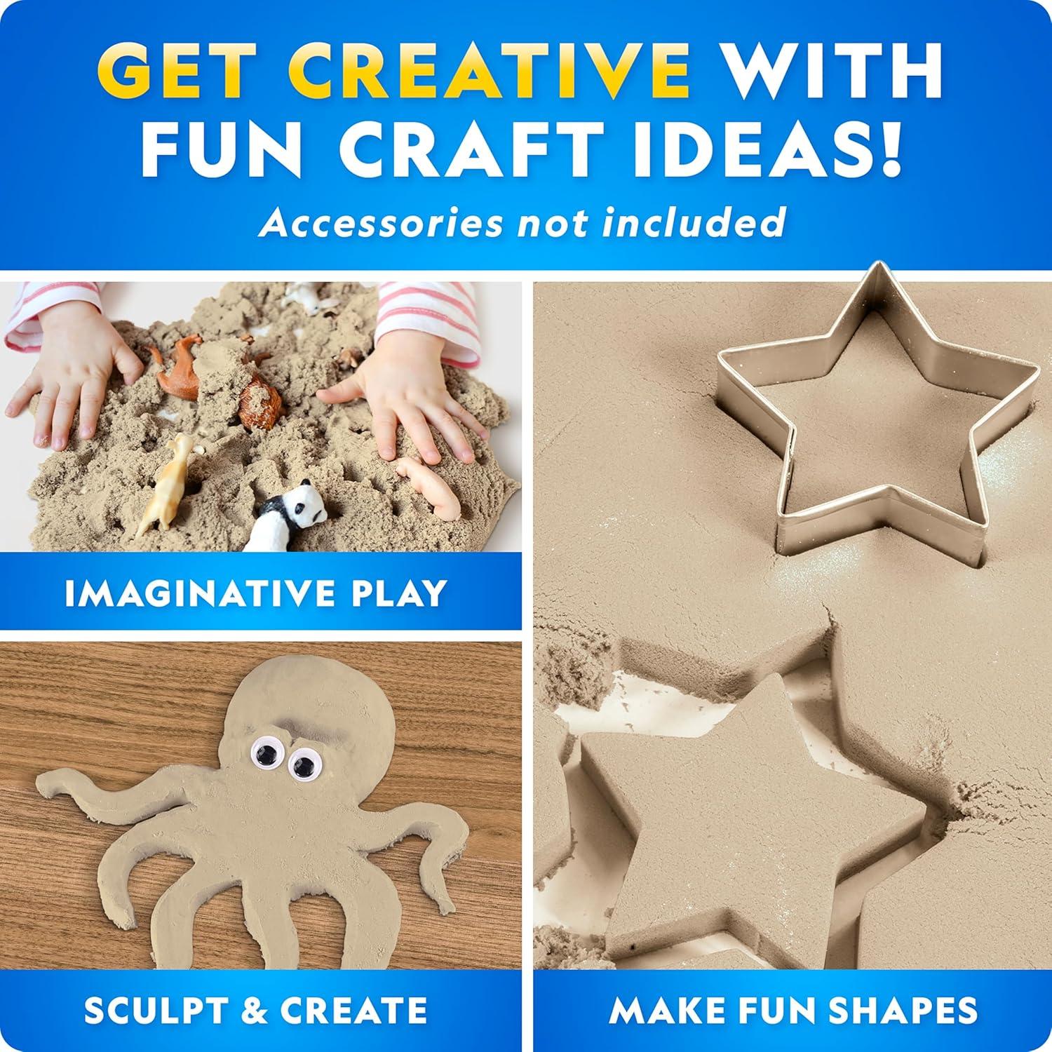 National Geographic Moon Sand – 24 Lb. Bulk Play Sand Kit with 6 Castle Molds (Blue) – A Fun No Mess Sensory Activity, Kids Fake Sand Play Set, Sensory Bin Filler(24 LB Natural)
