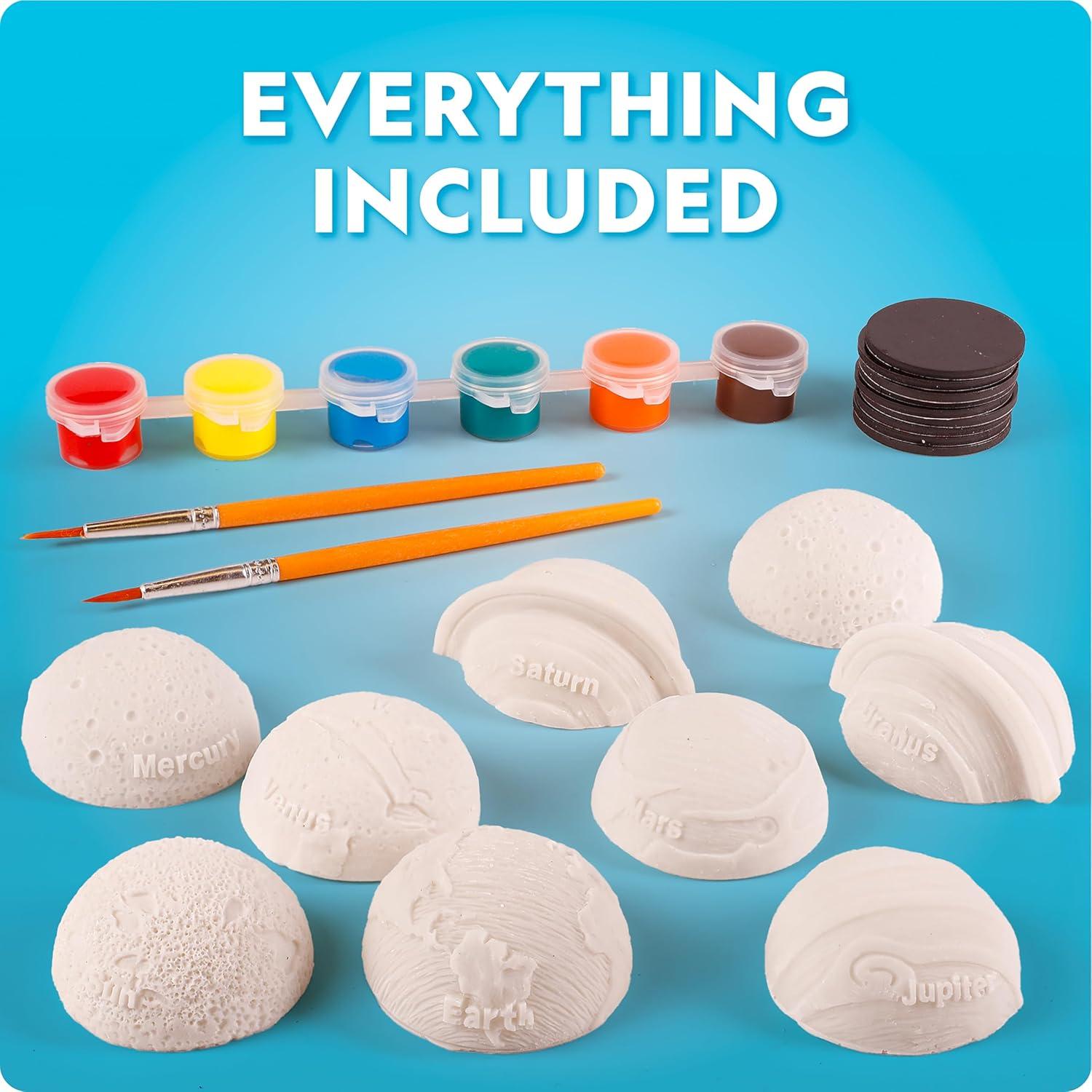 National Geographic Magnetic Solar System Painting Kit – 3D Magnet Making Kit, Paint 8 Planets & The Sun, Craft Kit with Paints, Brushes, Magnets & More, Kids Art Kit, DIY Magnets