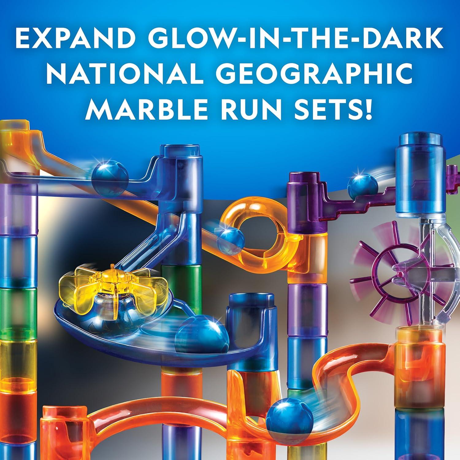 National Geographic Marble Run with Motorized Elevator – 95-Piece Marble Maze Kit with Motorized Spiral Lift, 20 Marbles, Perpetual Motion Machine, STEM Gifts for Boys and Girls, Kids Physics Toys(95-Piece Marble Maze Kit)