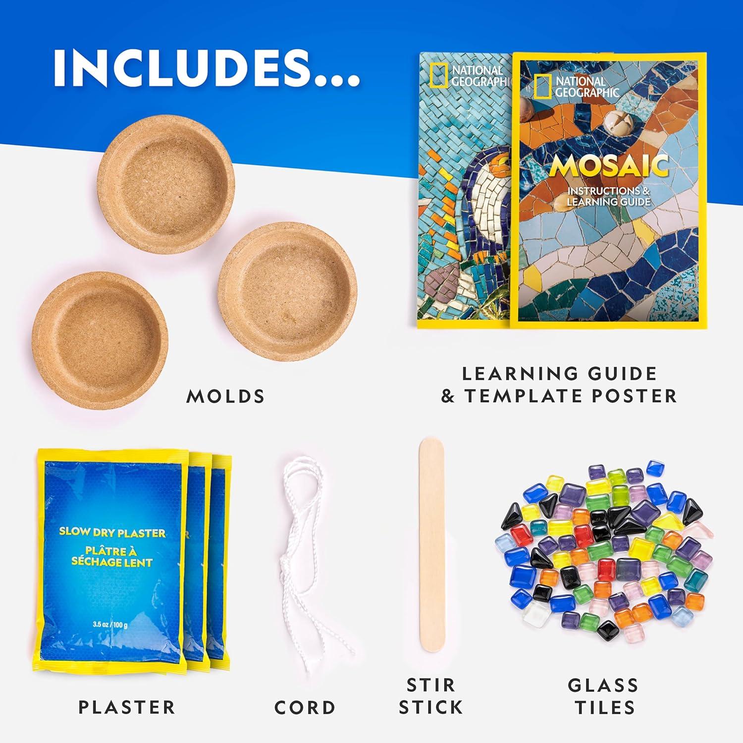 NATIONAL GEOGRAPHIC Marbling Paint Kit for Kids – Create 12 Sheets of Marble Art with Paints & Water, Painting Arts and Crafts Kit (Amazon Exclusive)(Mosaic Craft Kit)