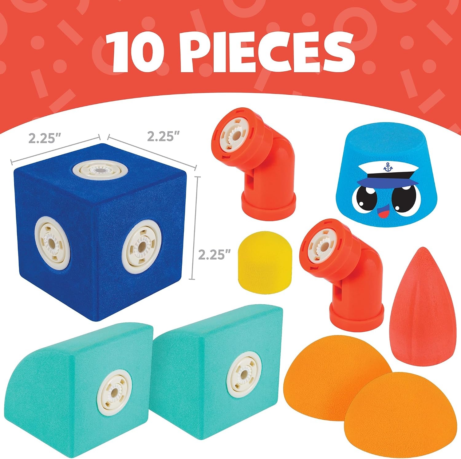 Blockaroo Magnetic Foam Building Blocks – 10-Piece Tug Boat, Bath Toys for Toddlers, Preschool Toys, Bathtub Toys, Sensory Toys, Blocks for Toddlers 3-5, Engineering Toys for Kids 3-5, Bath Blocks(Tug Boat)
