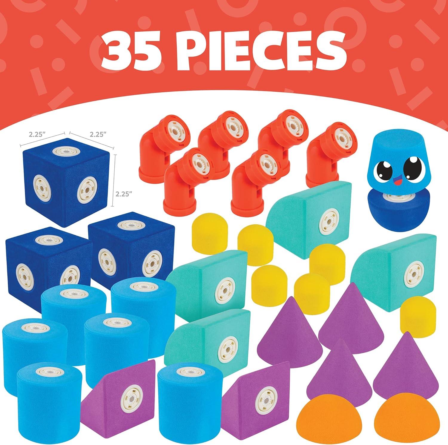 Blockaroo Magnetic Foam Building Blocks – 17-Piece Critter Set, Bath Toys for Toddlers, Preschool Toys, Bathtub Toys, Sensory Toys, Blocks for Toddlers 3-5, Engineering Toys for Kids 3-5, Bath Blocks(Castle)