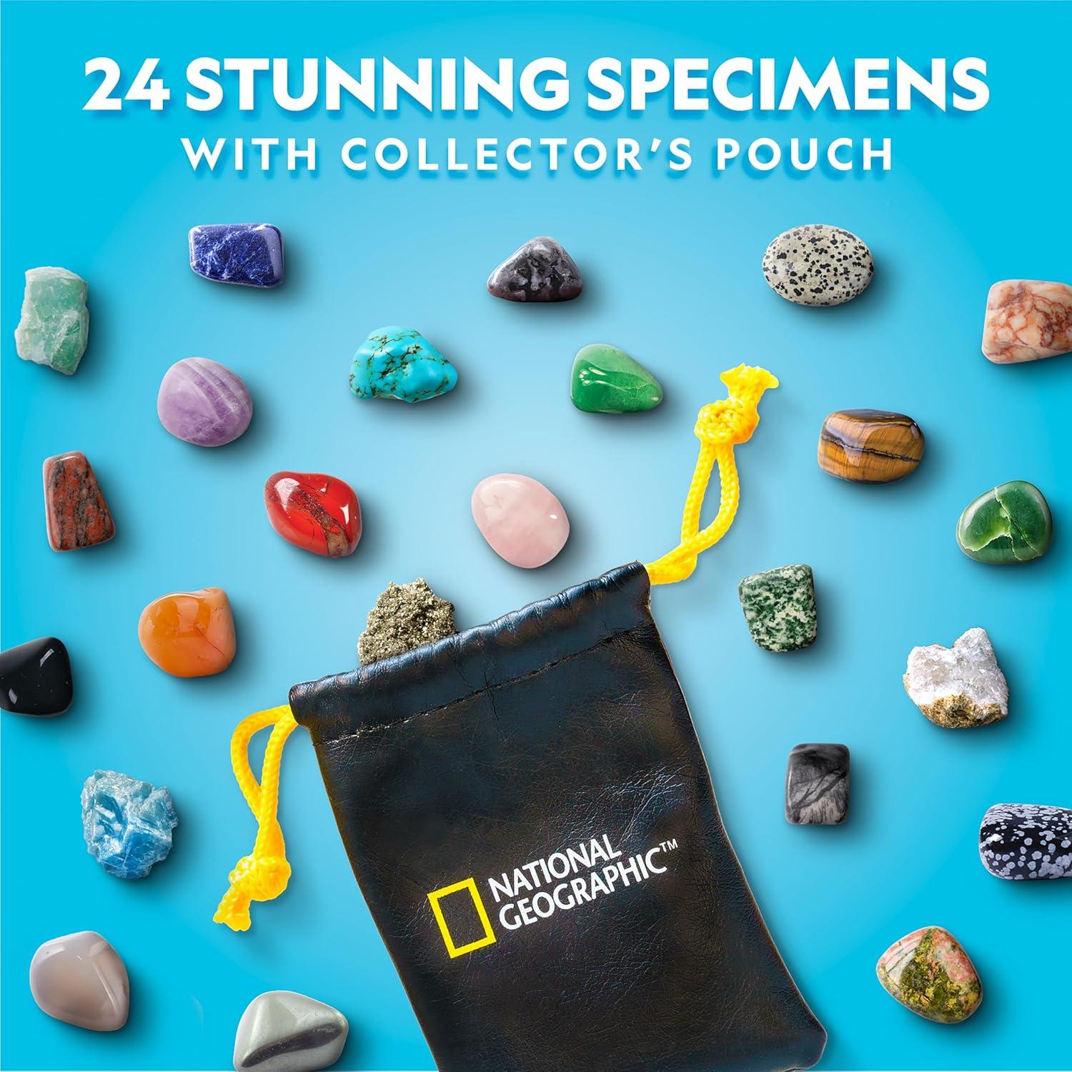NATIONAL GEOGRAPHIC 2026 Rock Collection Advent Calendar – Countdown Calendar for Kids with 24 Gemstones, Minerals & Fossils for Kids, Complete Gem & Fossil Collection(Gemstone Collection)