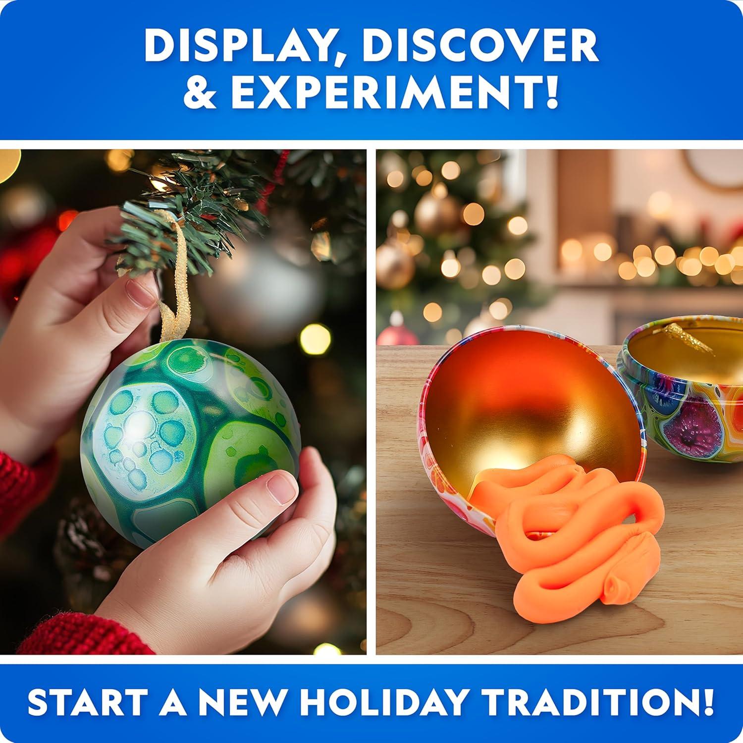 Blue Marble Science Surprise Christmas Ornament Kit for Kids- 4 Dig Kit Ornaments with Gemstone and Dinosaur Dig Bricks, Dino Digging Toys for Kids, Gem Excavation Stocking Stuffer for Boys and Girls(Science Experiment Ornaments)