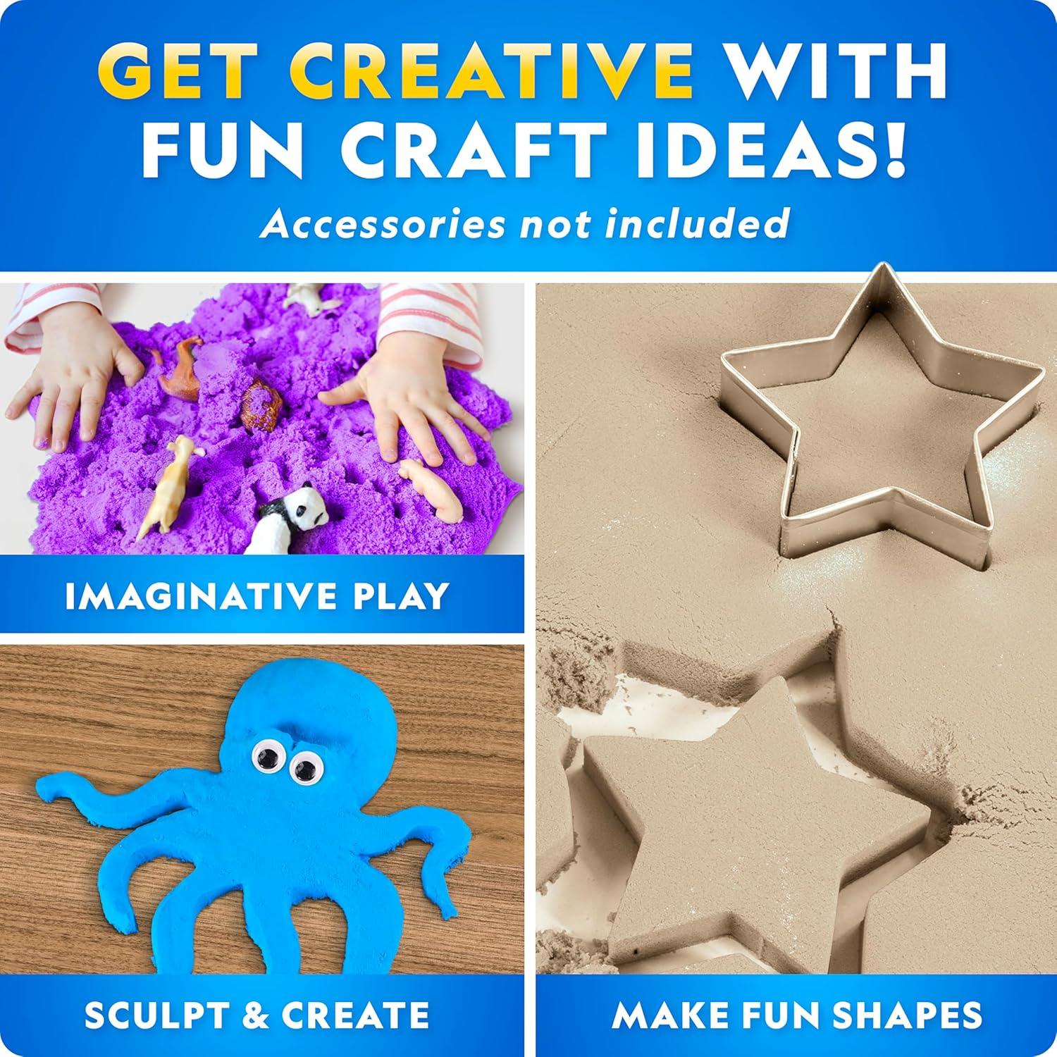 National Geographic Moon Sand – 24 Lb. Bulk Play Sand Kit with 6 Castle Molds (Blue) – A Fun No Mess Sensory Activity, Kids Fake Sand Play Set, Sensory Bin Filler(6 LB Variety Pack)